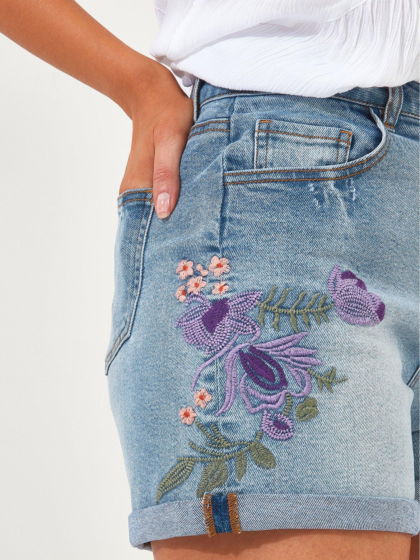 joe-browns-embroidered-denim-shorts-bluedetail