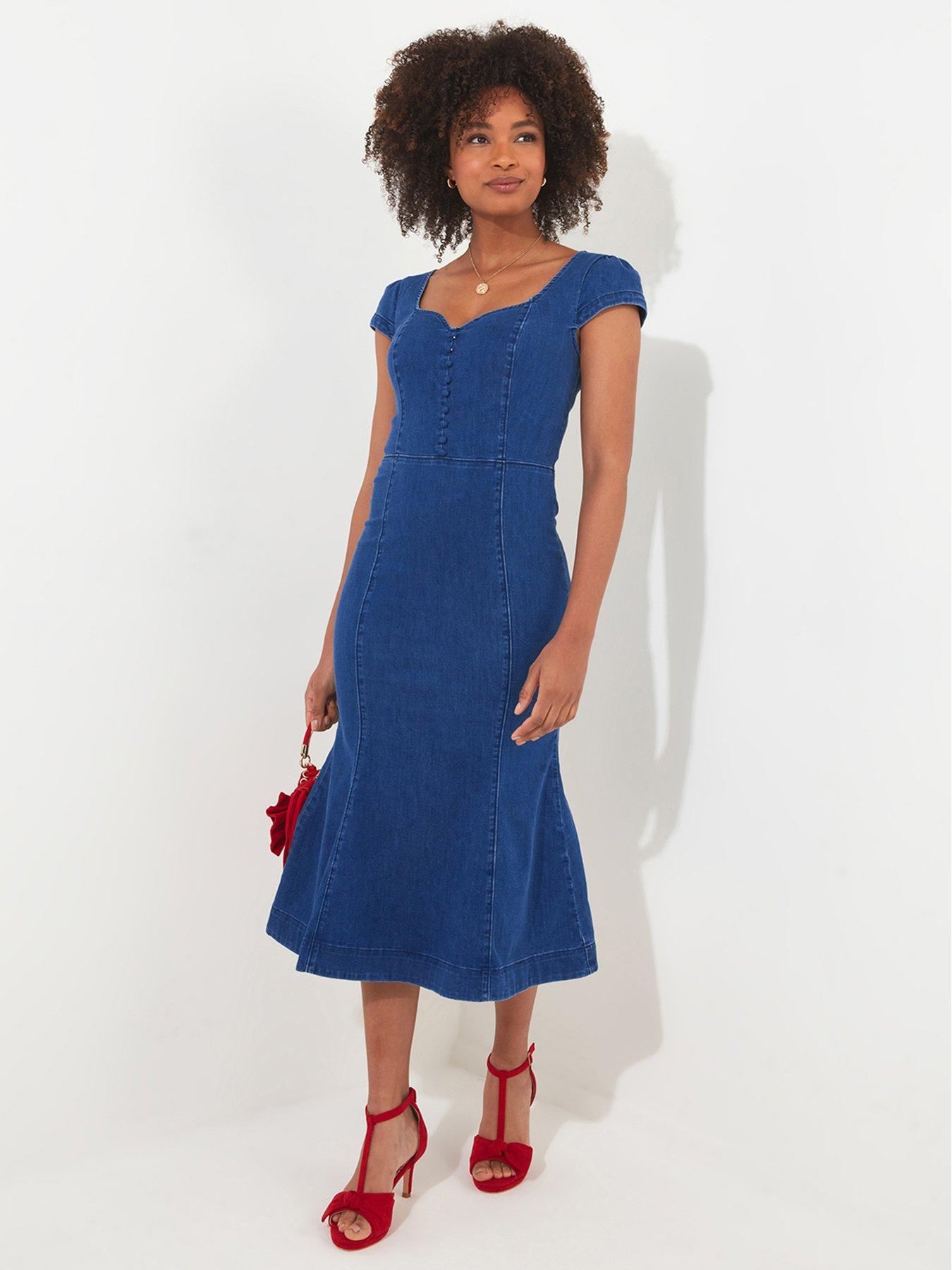 Mid length denim clearance dress