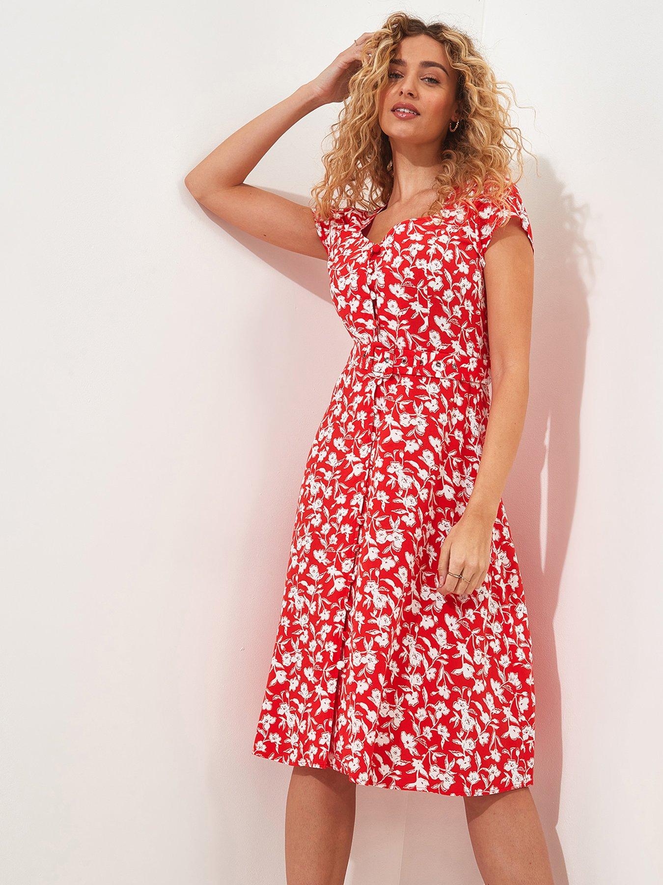 joe-browns-floral-belted-crinkle-dress-red