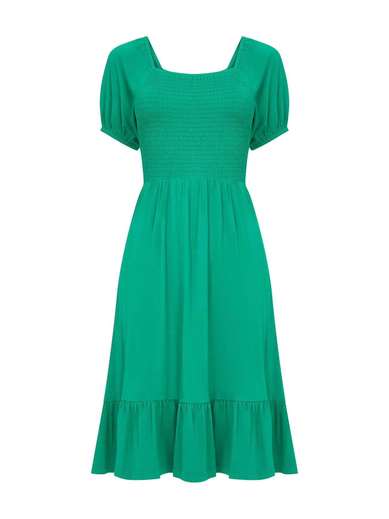 joe-browns-shirred-jersey-dress-greenoutfit