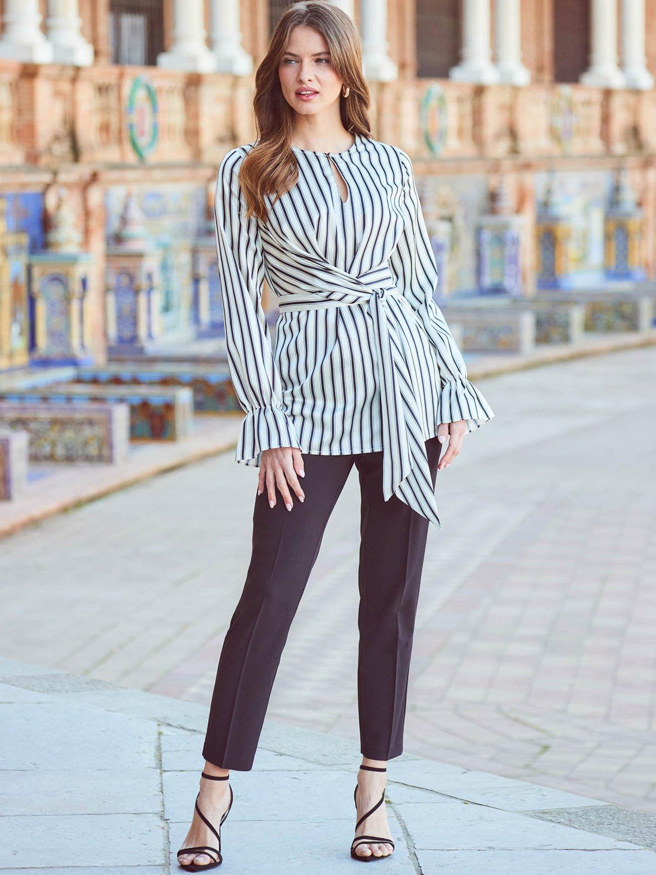 sosandar-stripe-side-tie-blouse-blackwhiteback