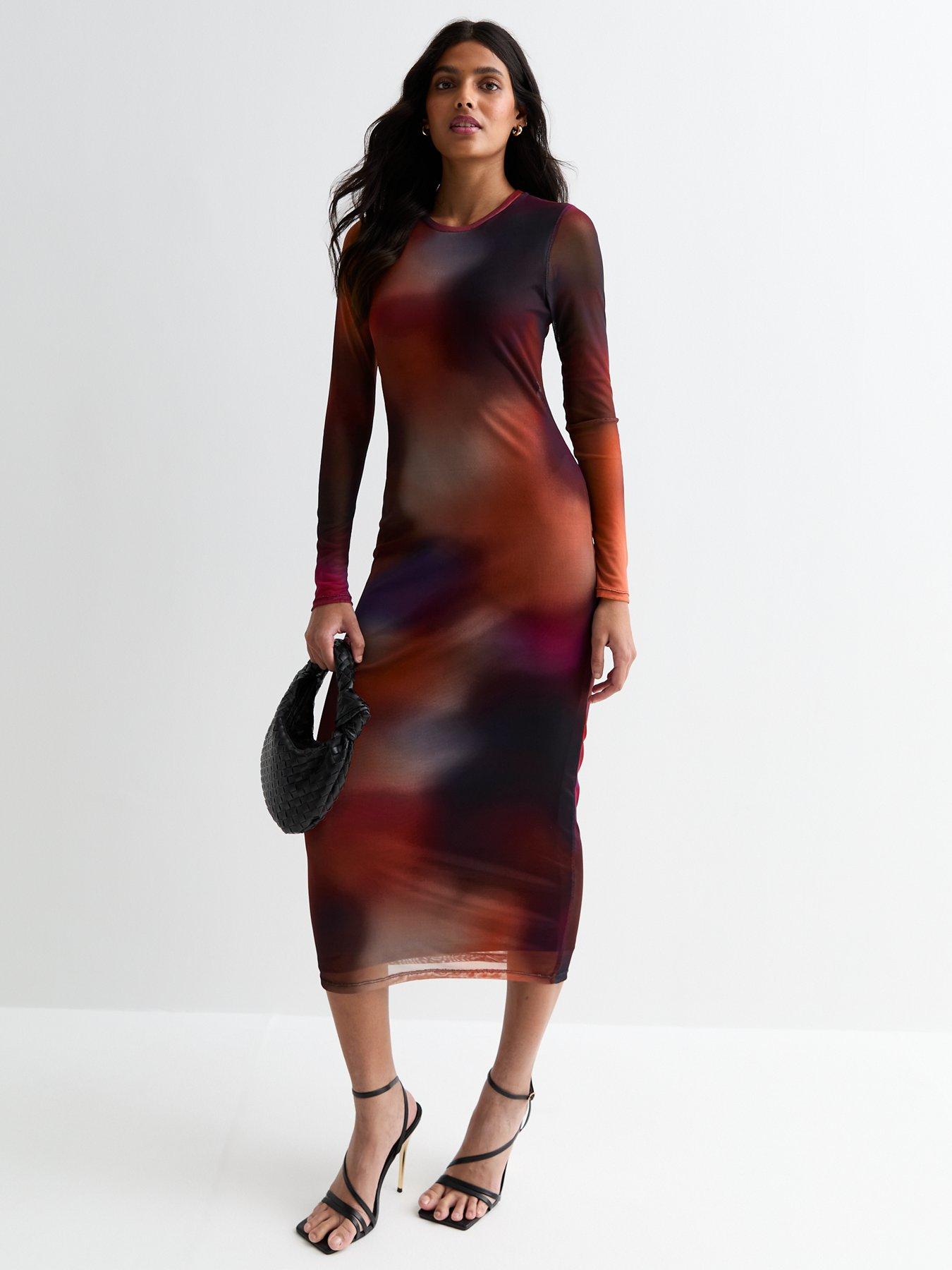 new-look-red-blur-spot-mesh-bodycon-midi-dress