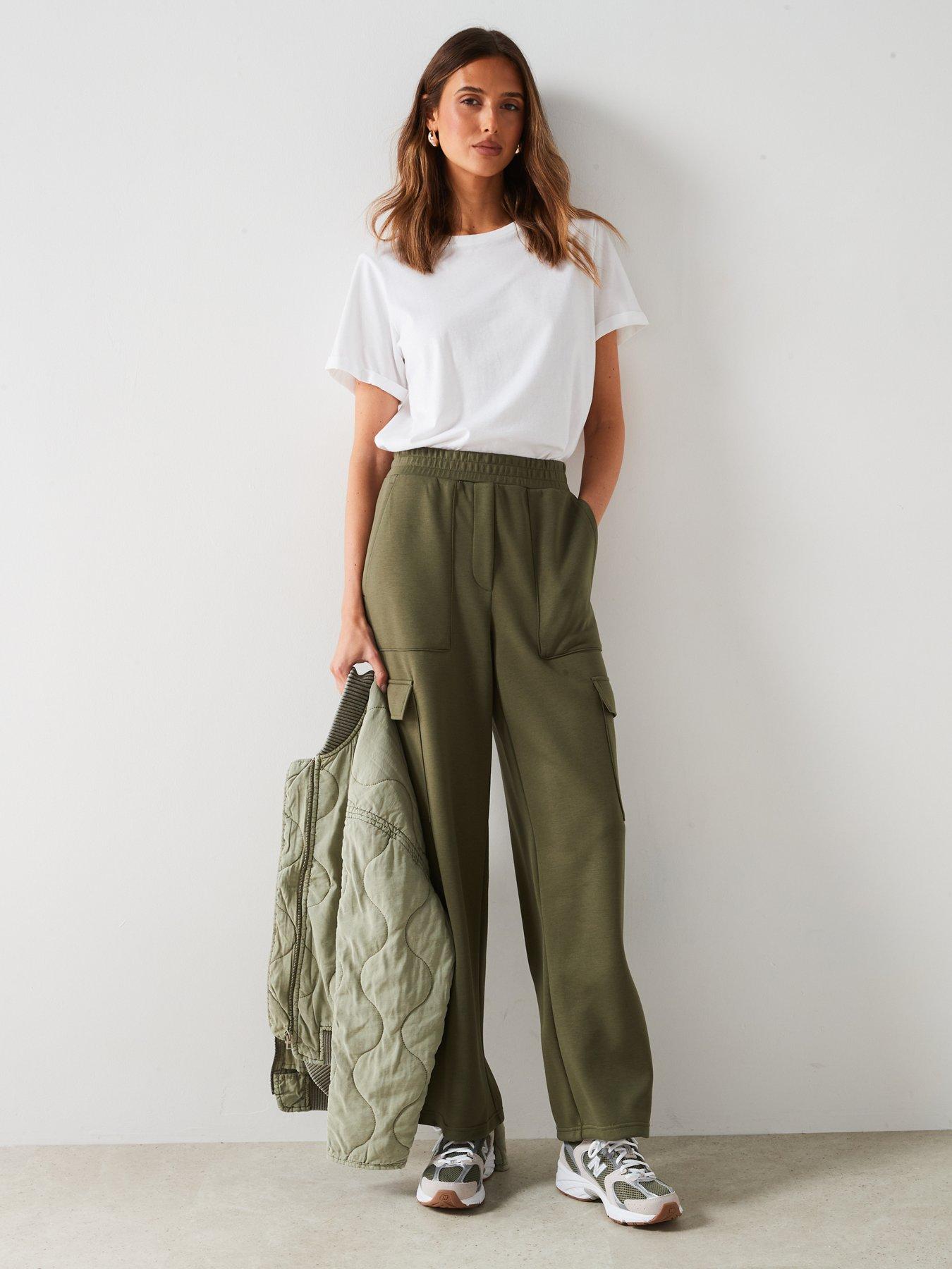 mango-elastic-waist-cargo-trousers-khakidetail