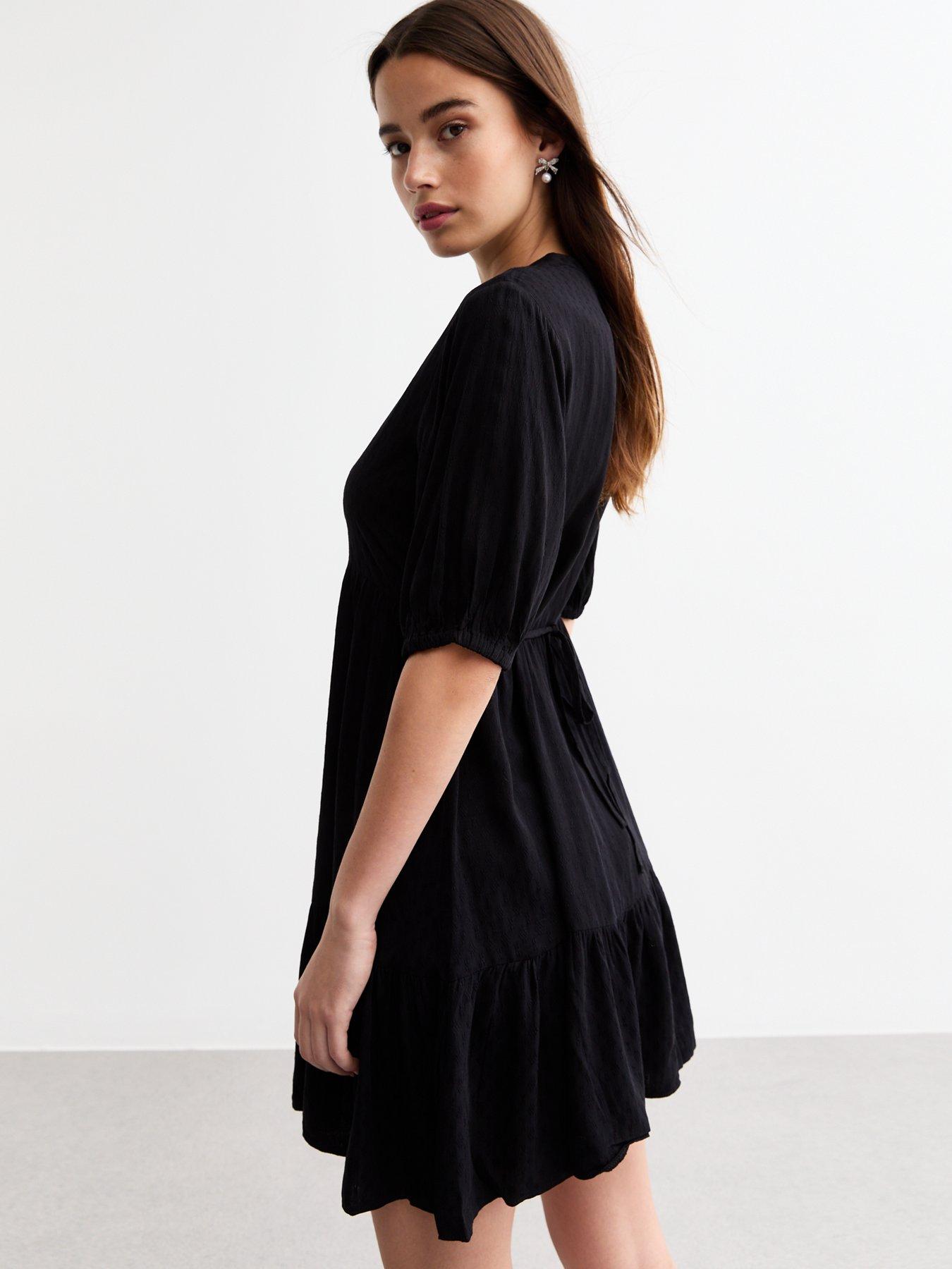 new-look-black-button-through-textured-mini-smock-dressstillFront