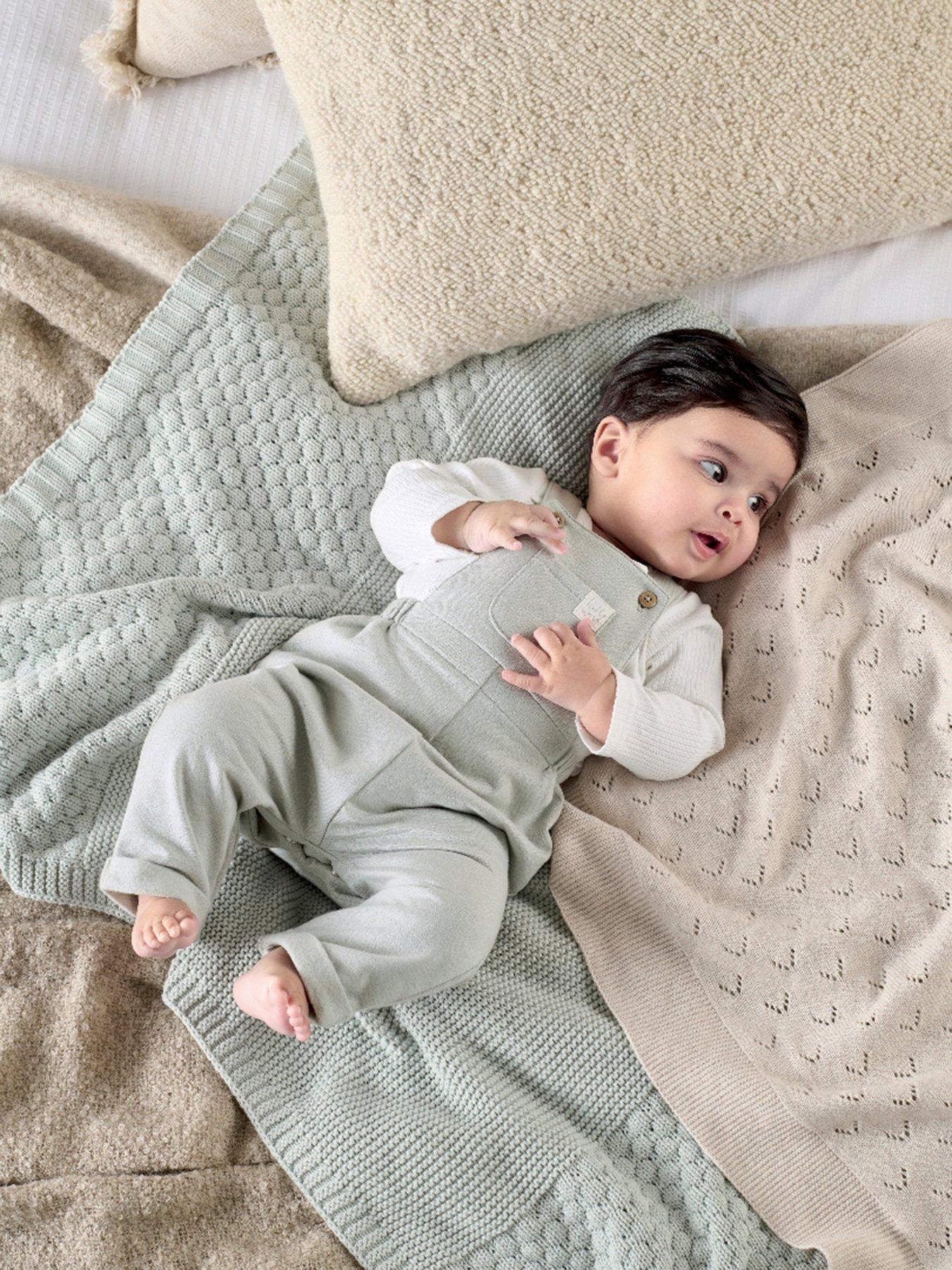 Image 1 of 5 of Mamas & Papas Baby Boys 2 Piece Sweat Dungaree Set - Green