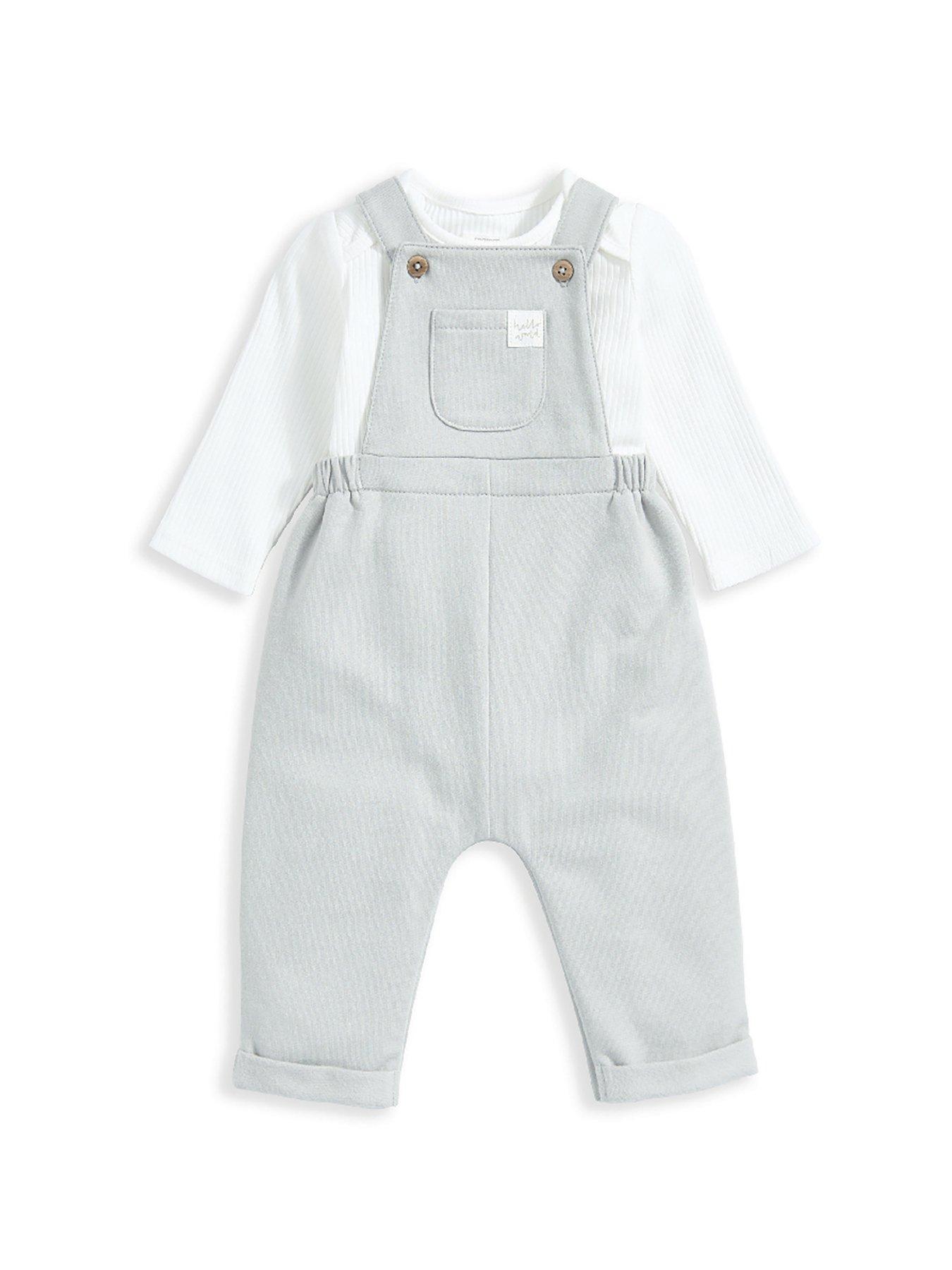 Image 2 of 5 of Mamas & Papas Baby Boys 2 Piece Sweat Dungaree Set - Green