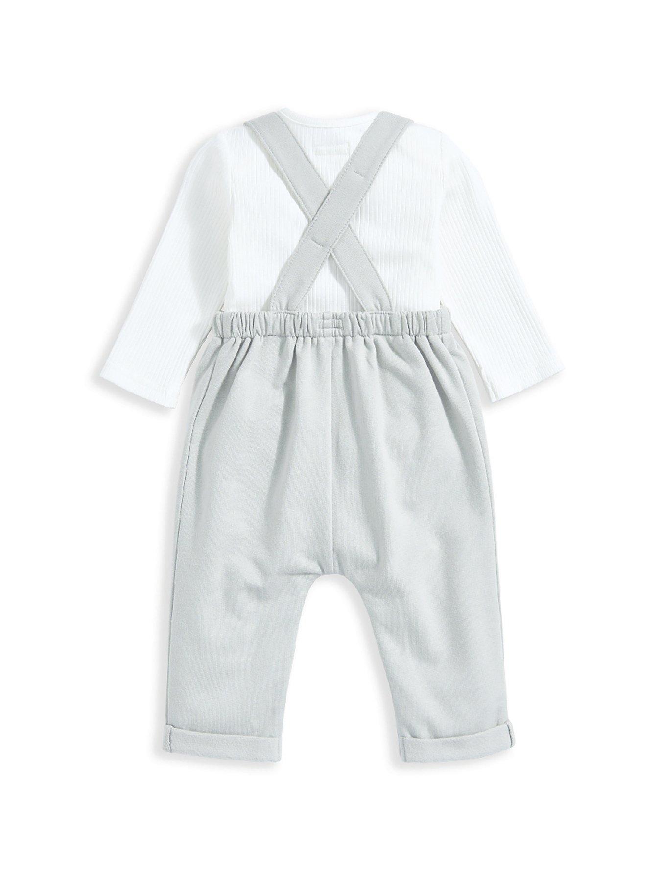 Image 3 of 5 of Mamas & Papas Baby Boys 2 Piece Sweat Dungaree Set - Green