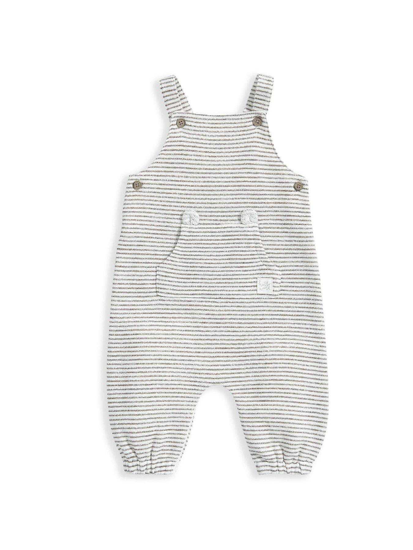 Image 4 of 5 of Mamas & Papas Baby Unisex 2 Piece Stripe Dungaree Set - Brown