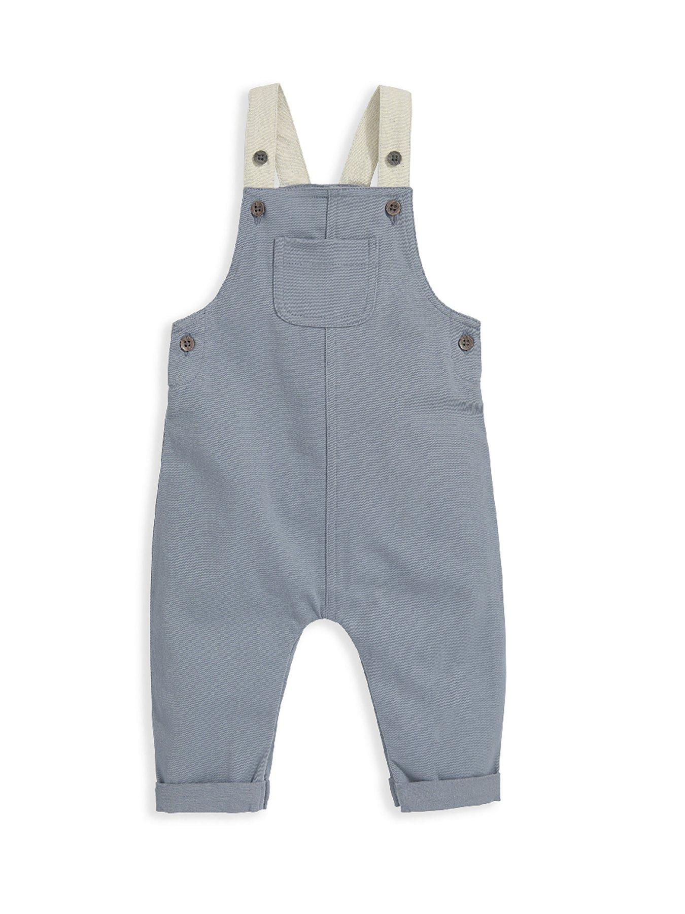 Image 4 of 6 of Mamas & Papas Baby Boys 2 Piece Blue Dungaree Set - Blue