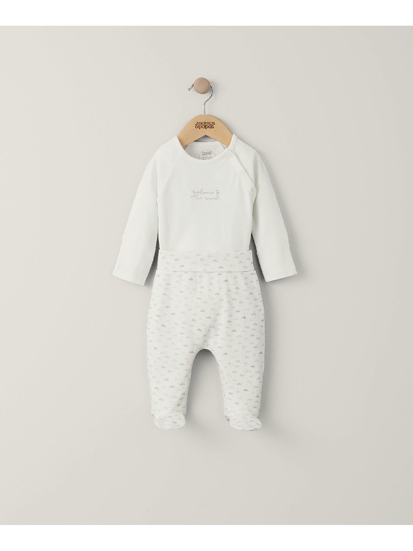 mamas-papas-baby-unisex-2-piece-welcome-to-the-world-bodysuit-amp-cloud-leggings-set-greystillFront