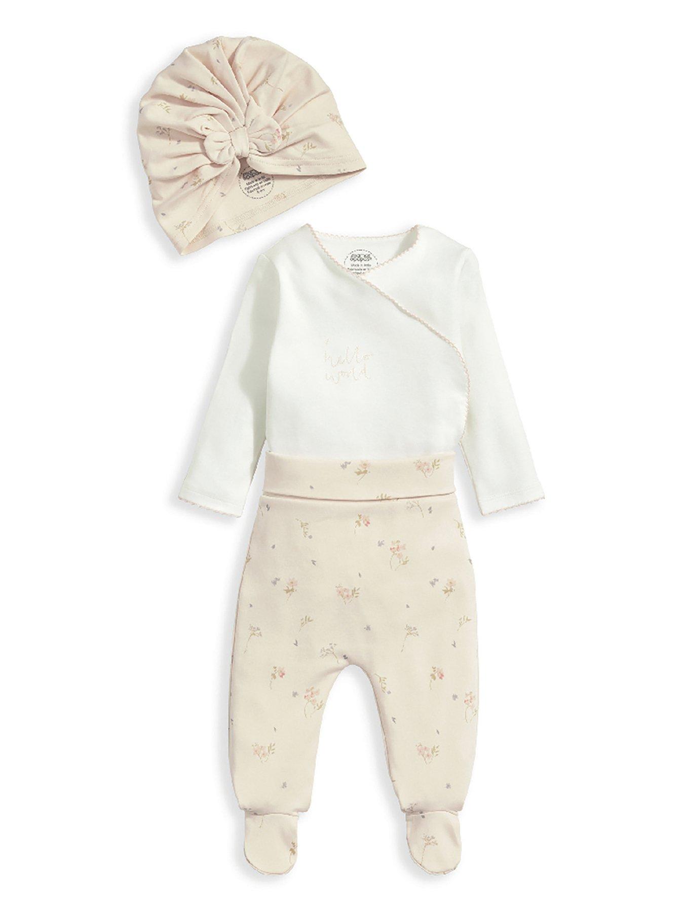 mamas-papas-baby-girls-3-piece-floral-my-1st-outfit-pink