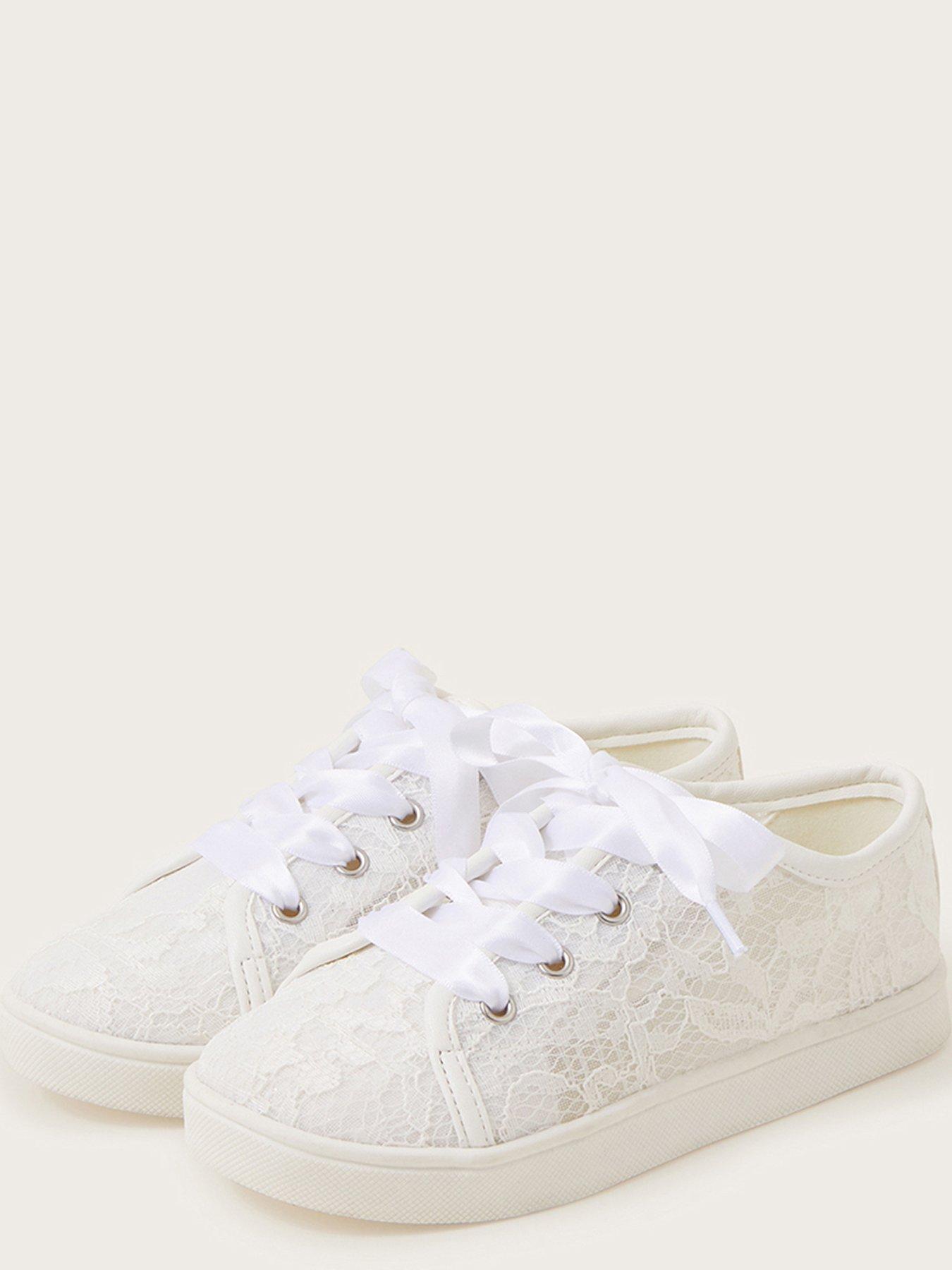 Image 2 of 3 of Monsoon Girls Lacey Princess Trainers - Ivory