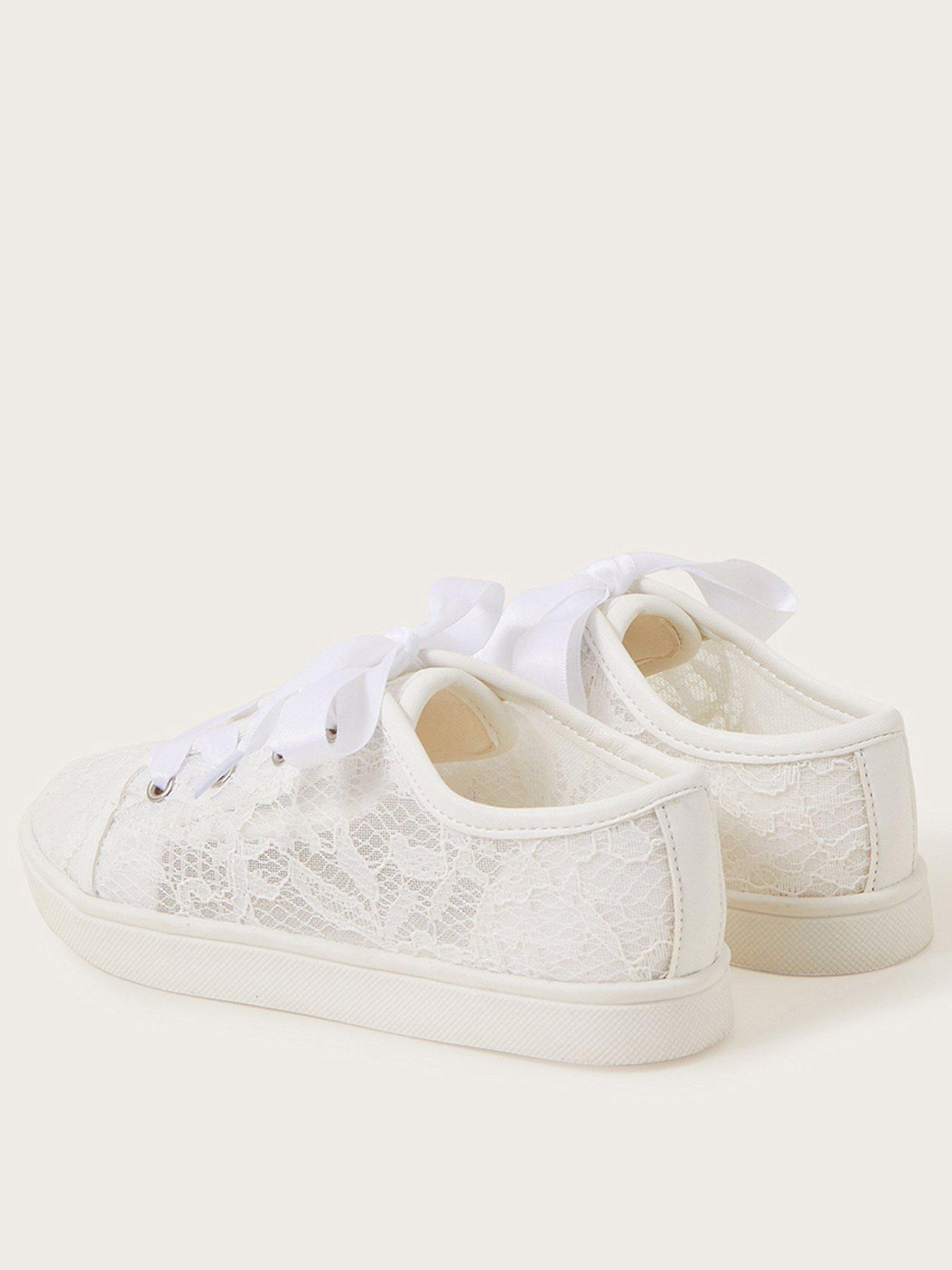 Image 3 of 3 of Monsoon Girls Lacey Princess Trainers - Ivory