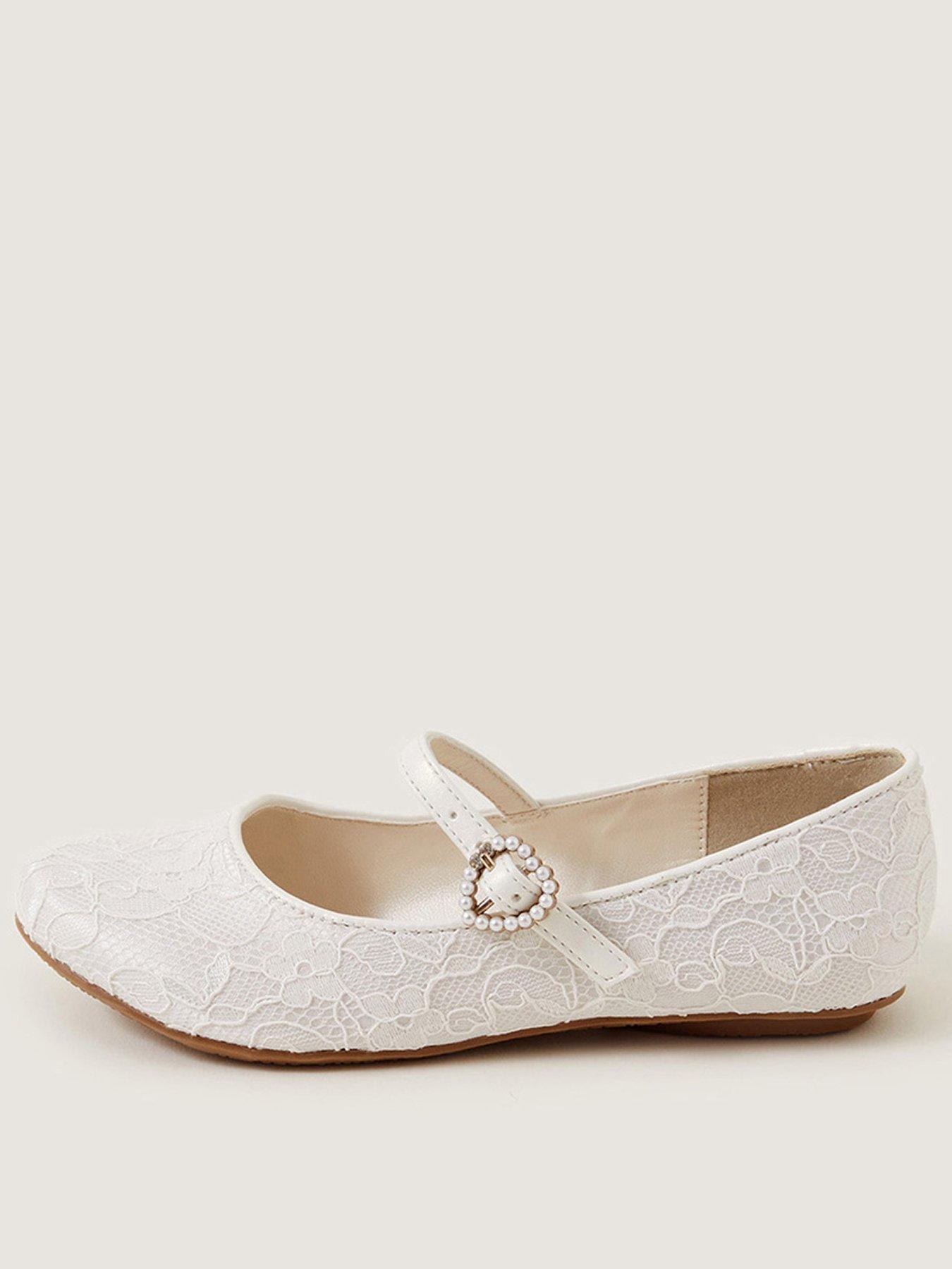 Monsoon Girls Pretty Lacey Ballerina Shoes Ivory Very Ireland