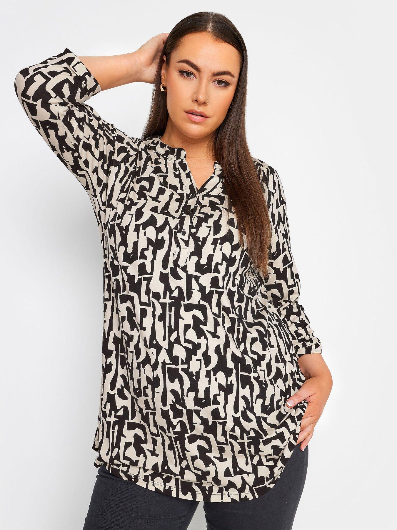 Ivory Abstract Print Longline Blouse