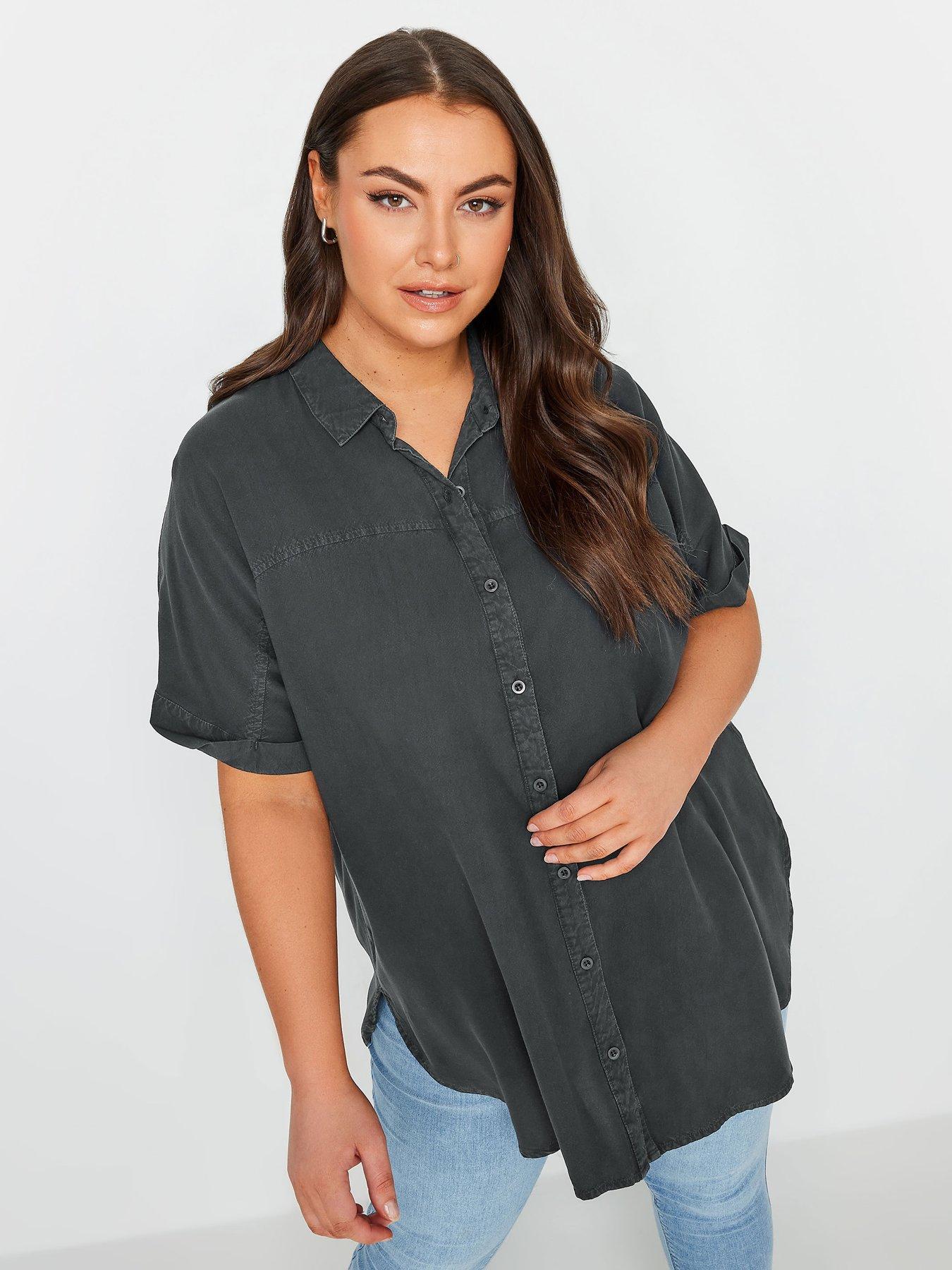 Yours Curve Chambray Shirt Black