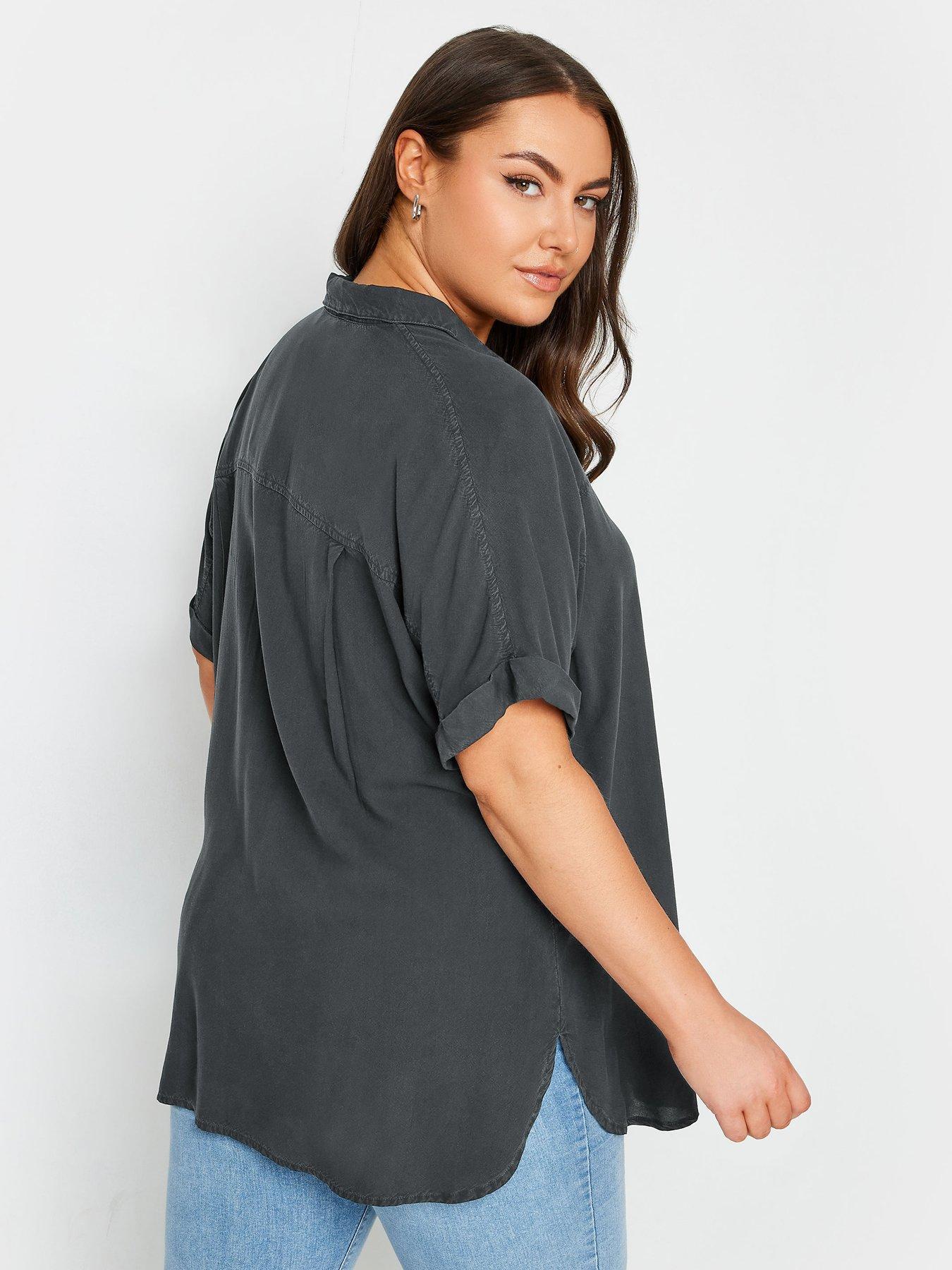 yours-curve-chambray-shirt-blackstillFront