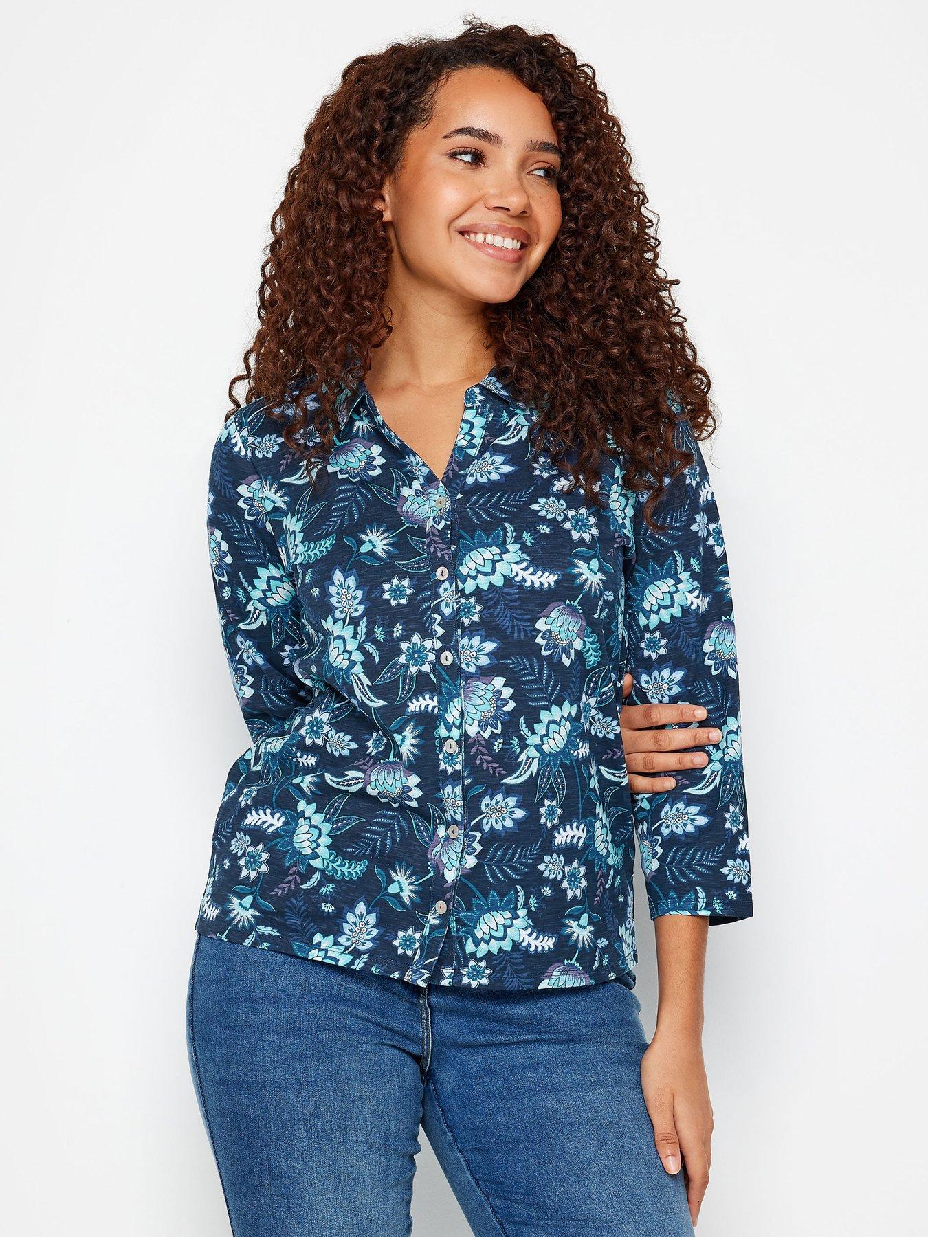 mco-floral-print-cotton-collared-shirt-navy-blue