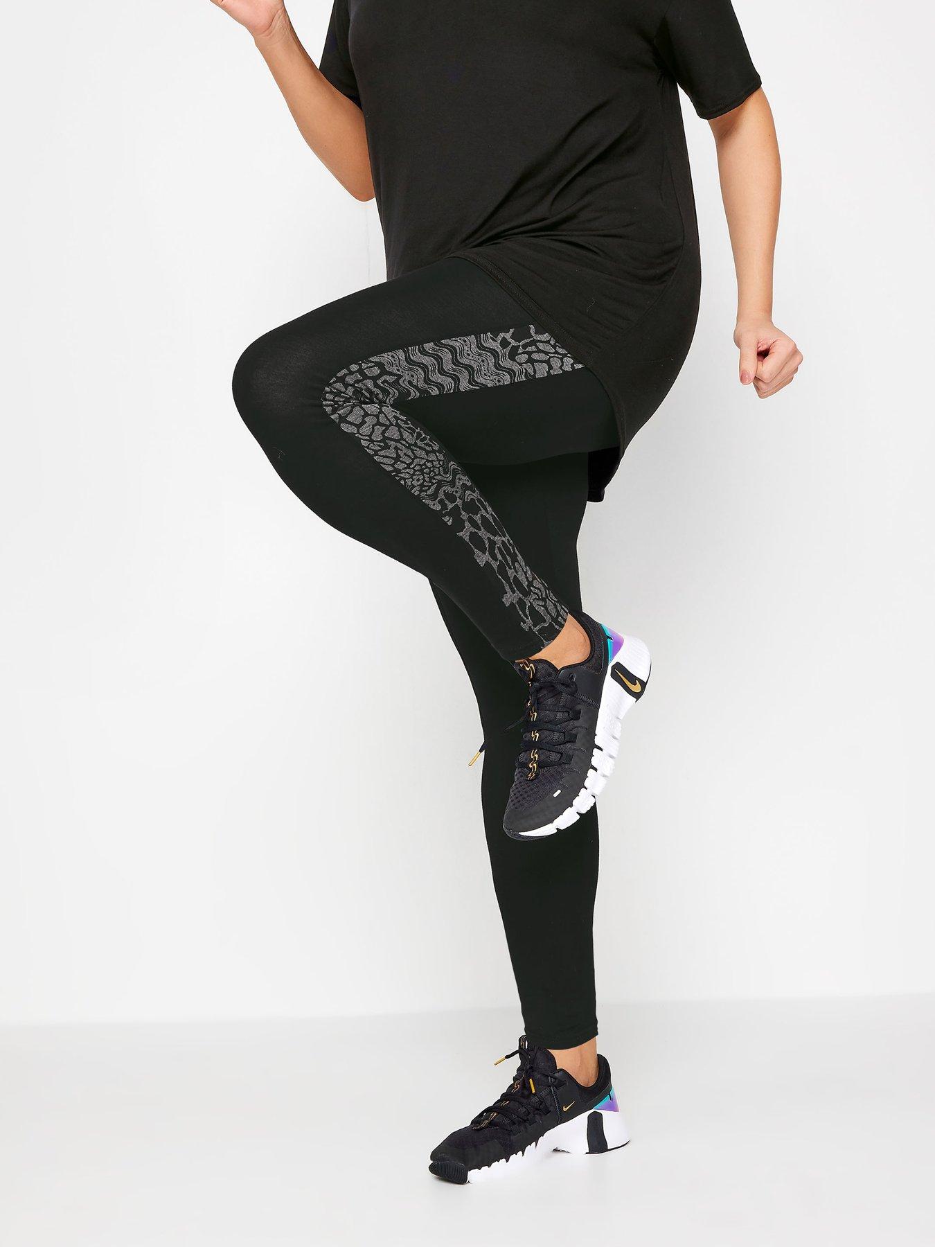 yours-curve-abstract-patchwork-side-panel-active-leggings-black