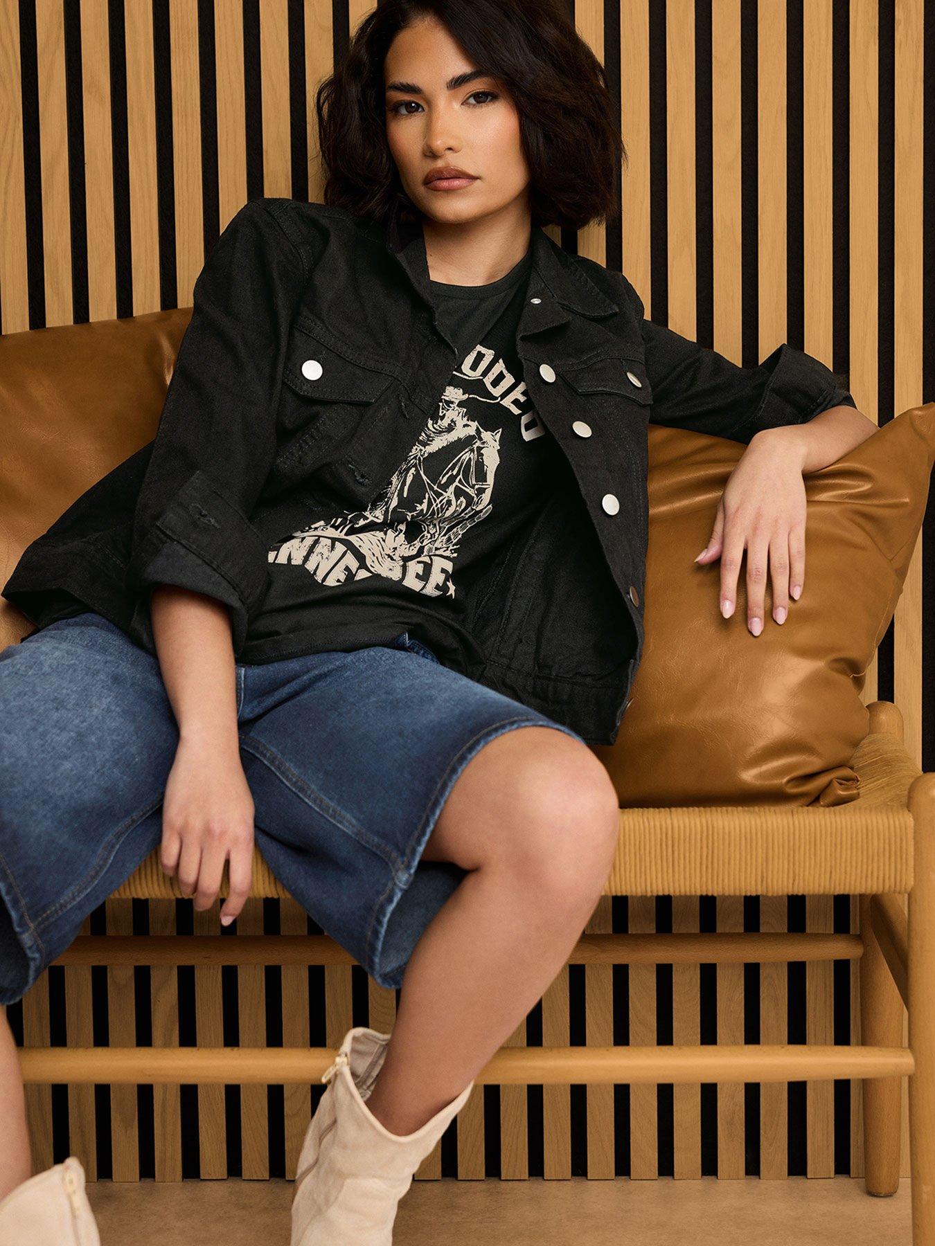 Image 1 of 4 of PixieGirl Petite Black Denim Jacket