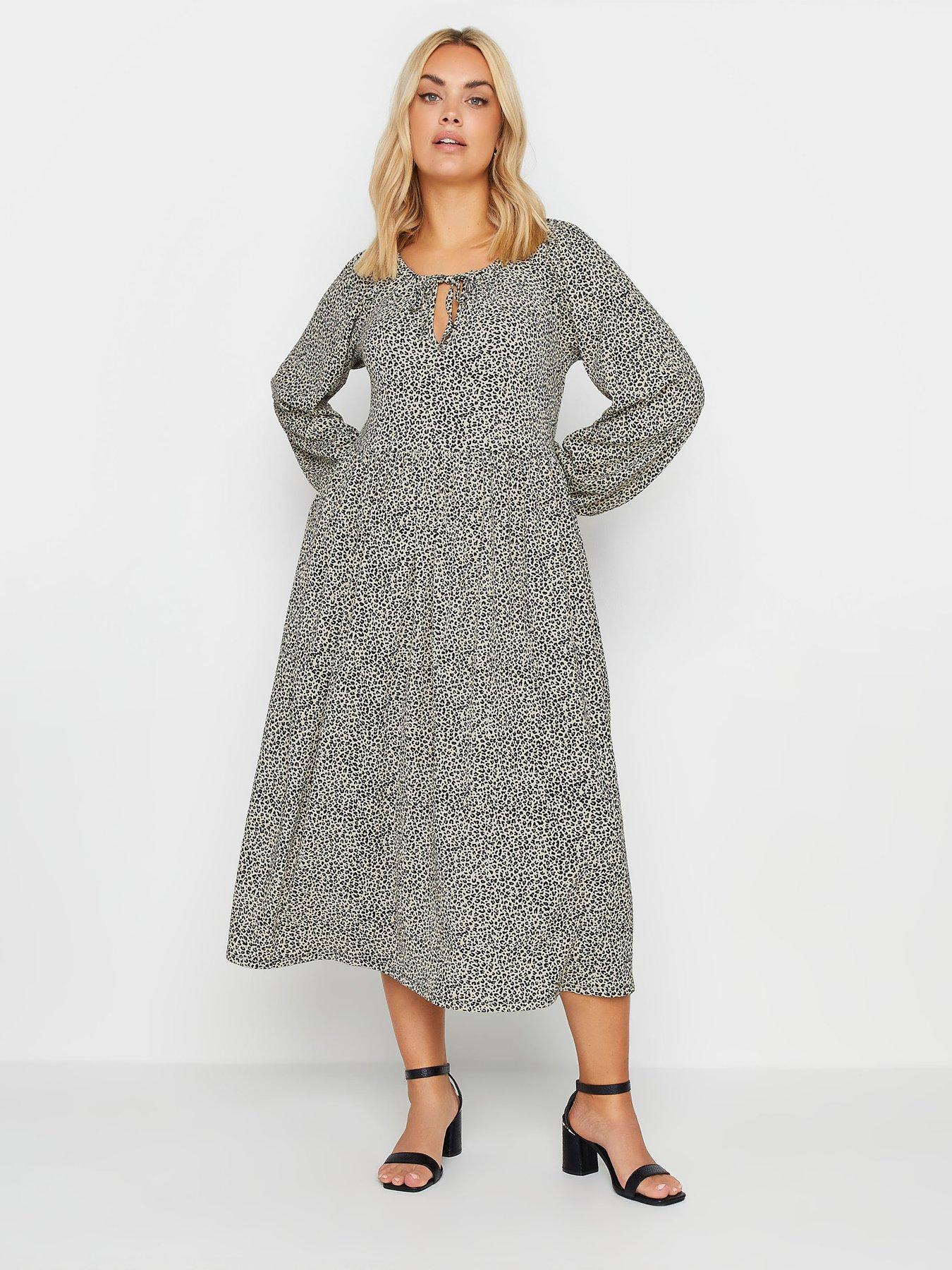 yours-curve-textured-midaxi-dress-neutral-animalfront