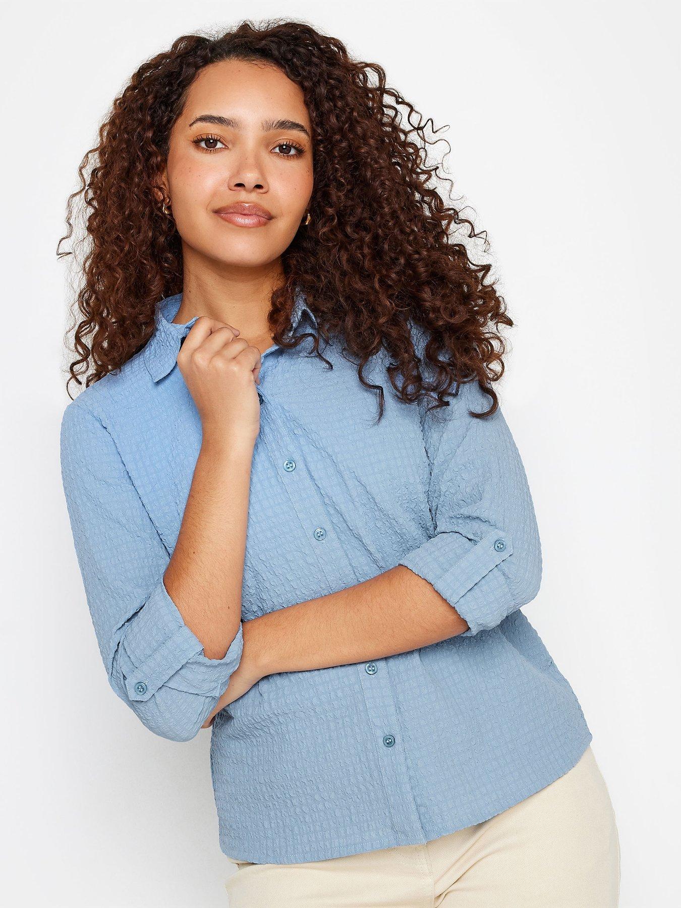 mco-blue-textured-turn-back-sleeve-shirt