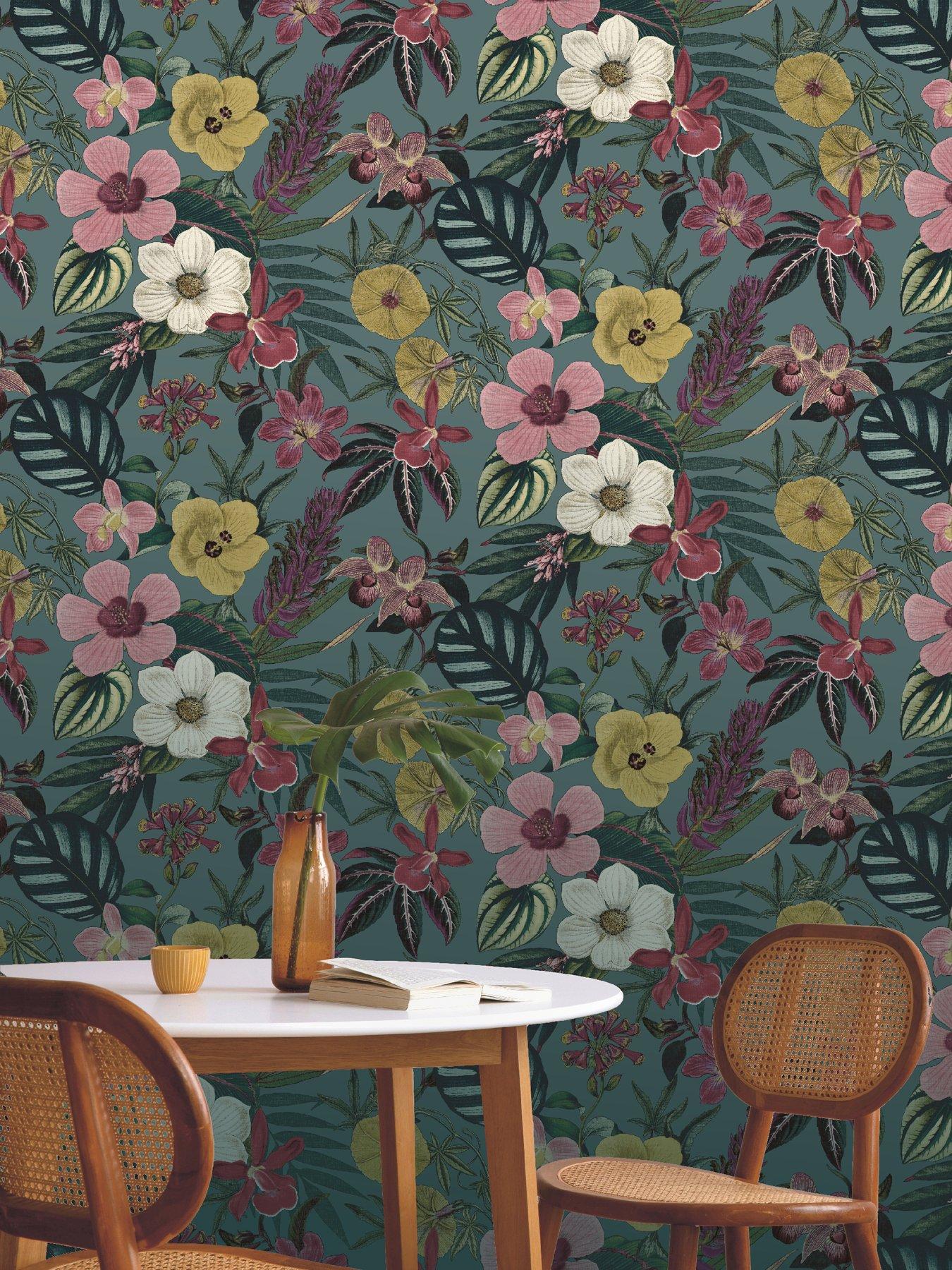 rasch-priya-floral-wallpaper-in-petroldetail