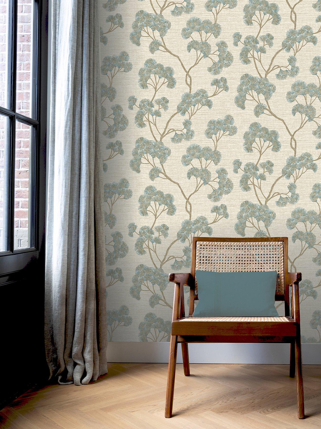 rasch-gingko-wallpaper-in-tealdetail