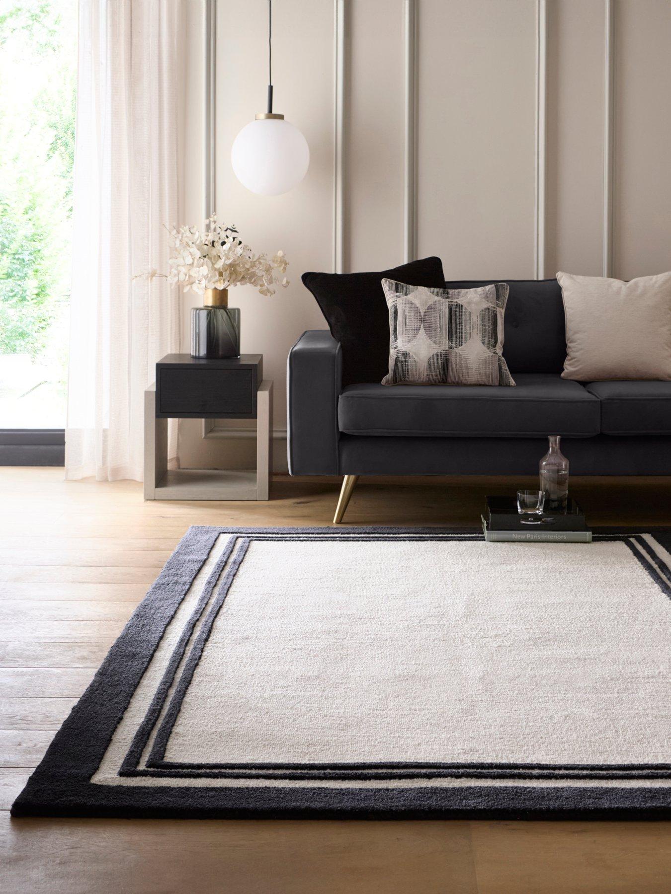 Image 1 of 3 of The Very Collection Piper 100% Wool Rug - Black/White