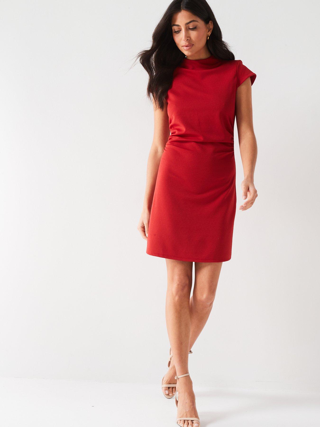 v-by-very-ruched-detailnbspmini-dress-redback