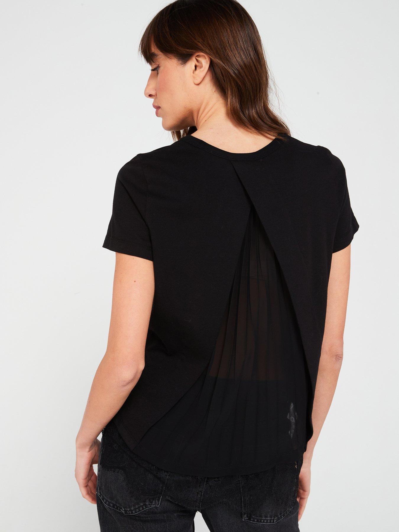 v-by-very-godet-woven-lace-insert-back-t-shirt-blackstillFront