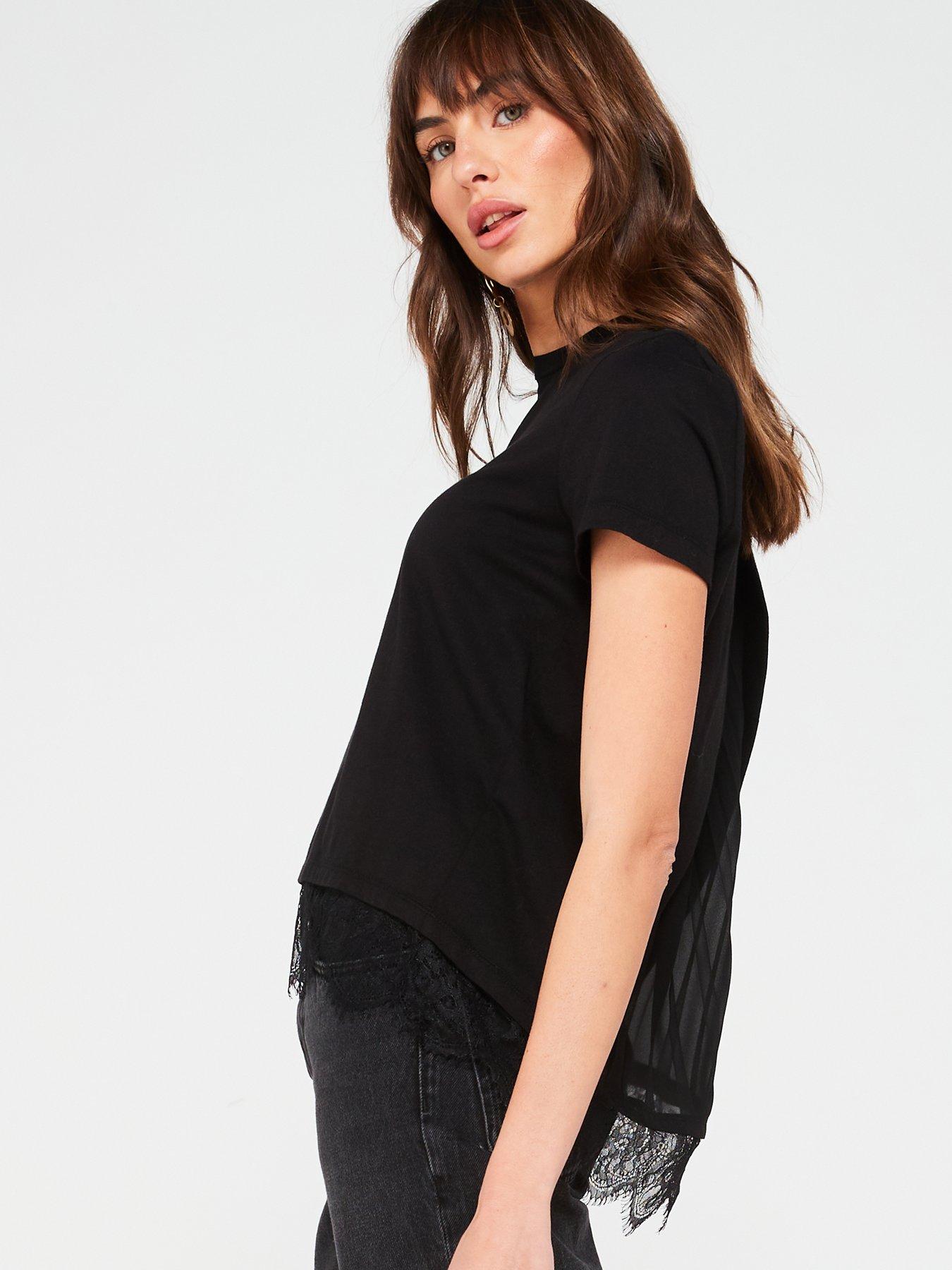 v-by-very-godet-woven-lace-insert-back-t-shirt-blackdetail