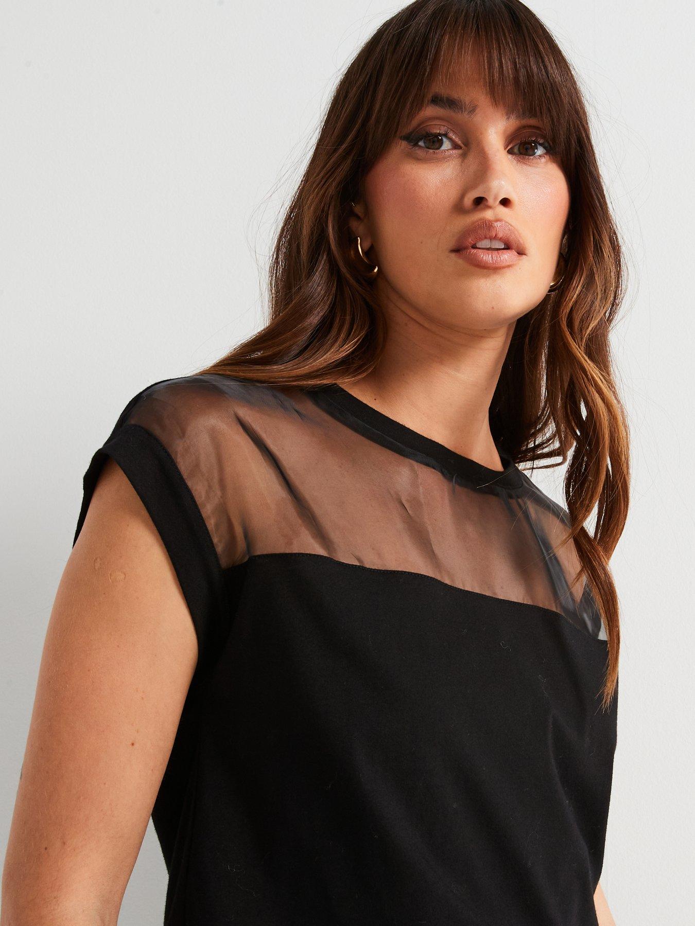 v-by-very-grown-on-sleeve-organza-top-blackdetail