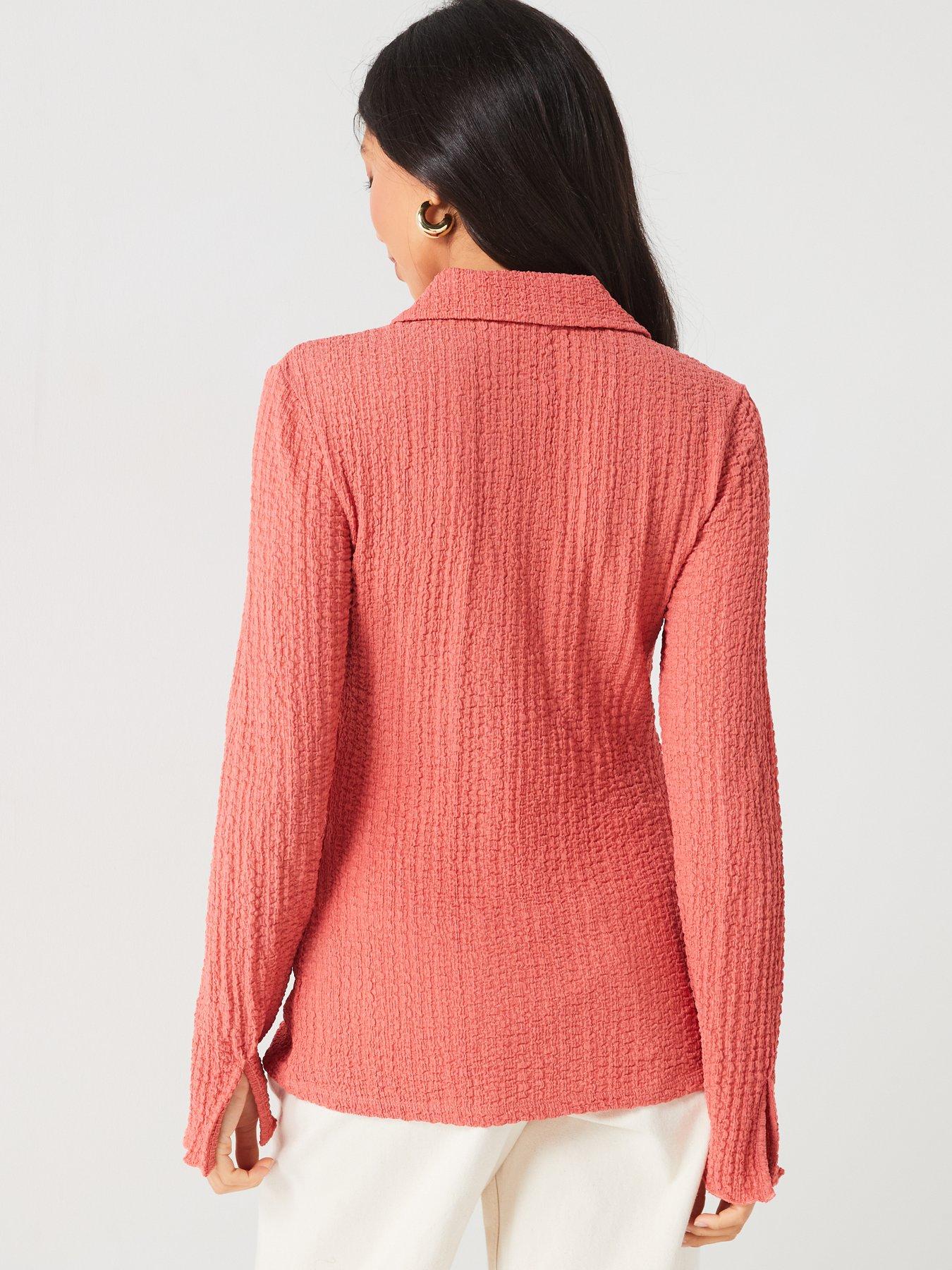 v-by-very-button-through-long-sleeve-top-pinkstillFront