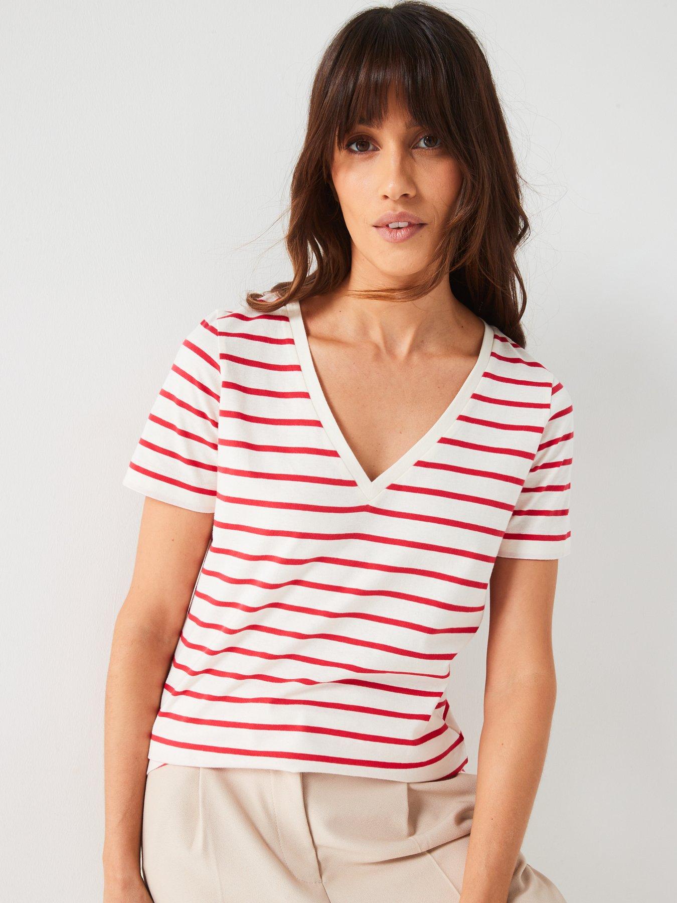 everyday-the-essential-v-neck-stripe-t-shirt-redwhiteoutfit