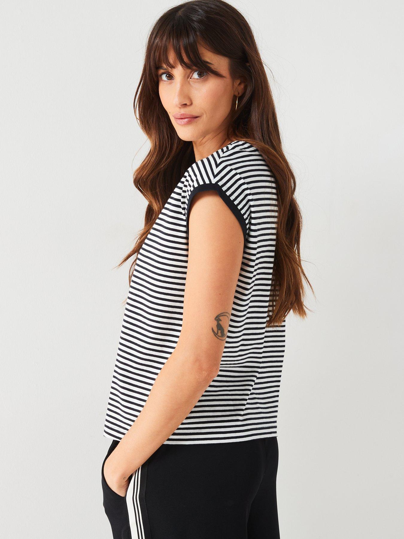 everyday-dropped-shoulder-stripe-t-shirt-blackwhitestillFront