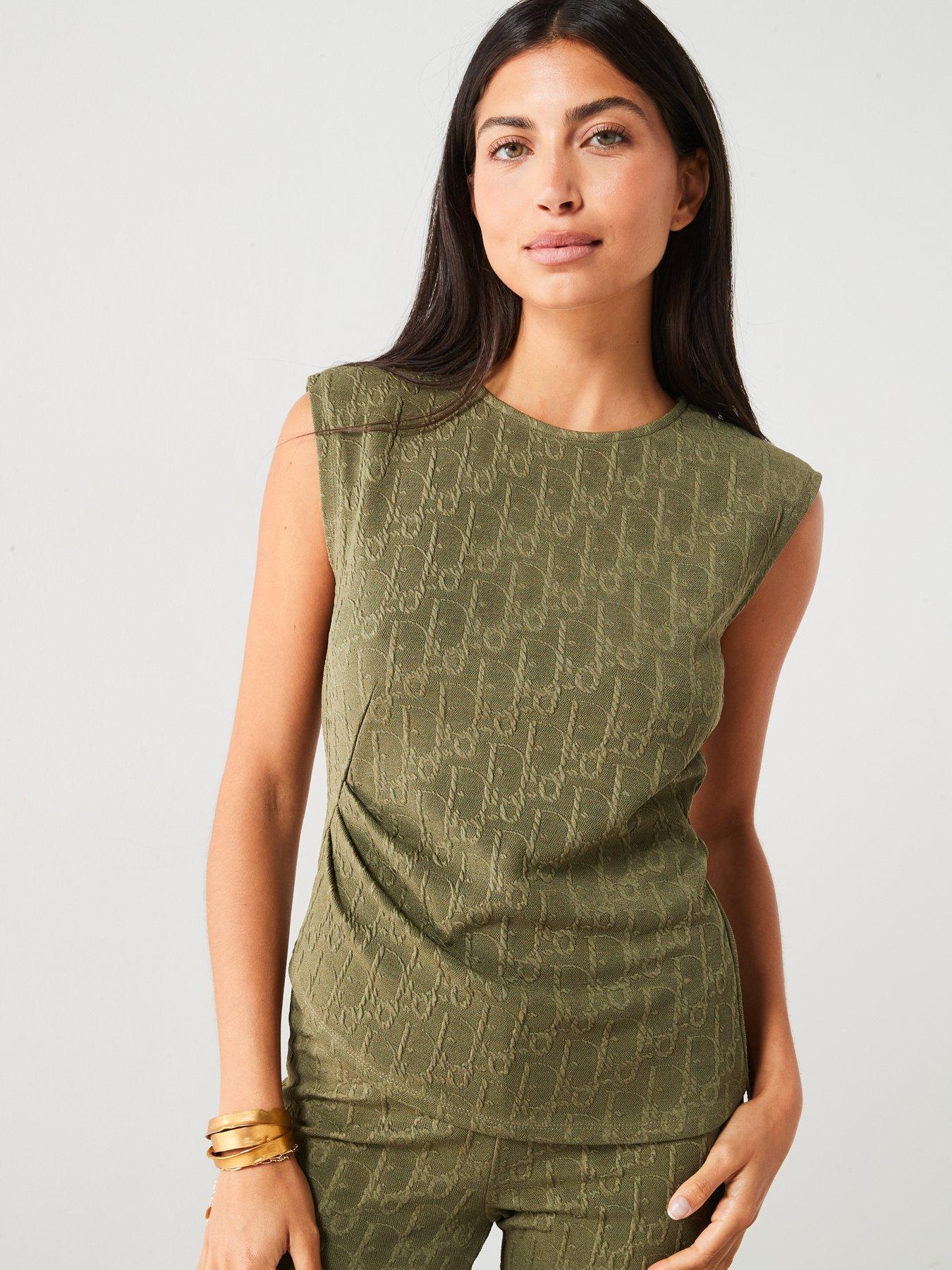 v-by-very-gathered-waist-co-ord-top-greenoutfit