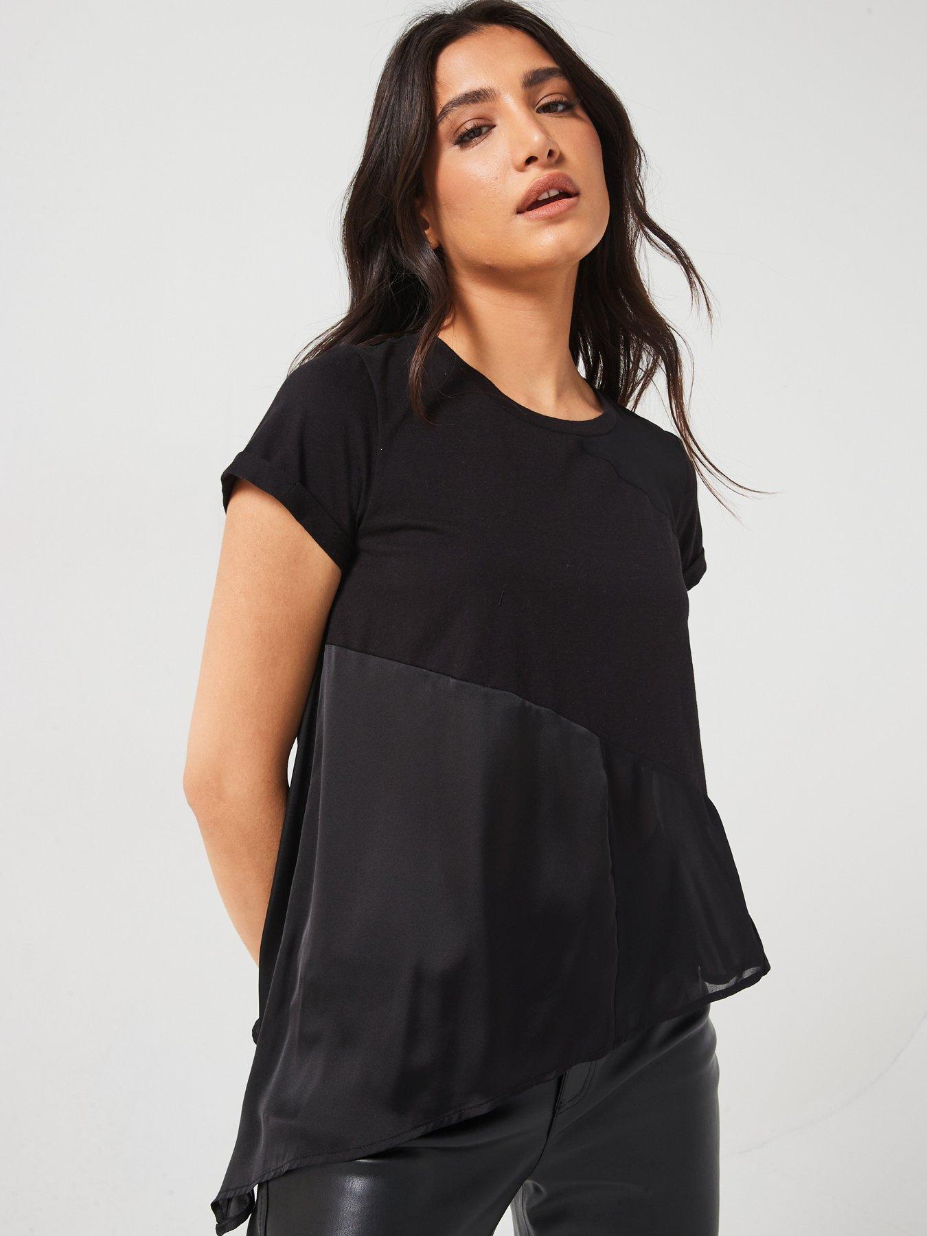 v-by-very-woven-mix-top-black