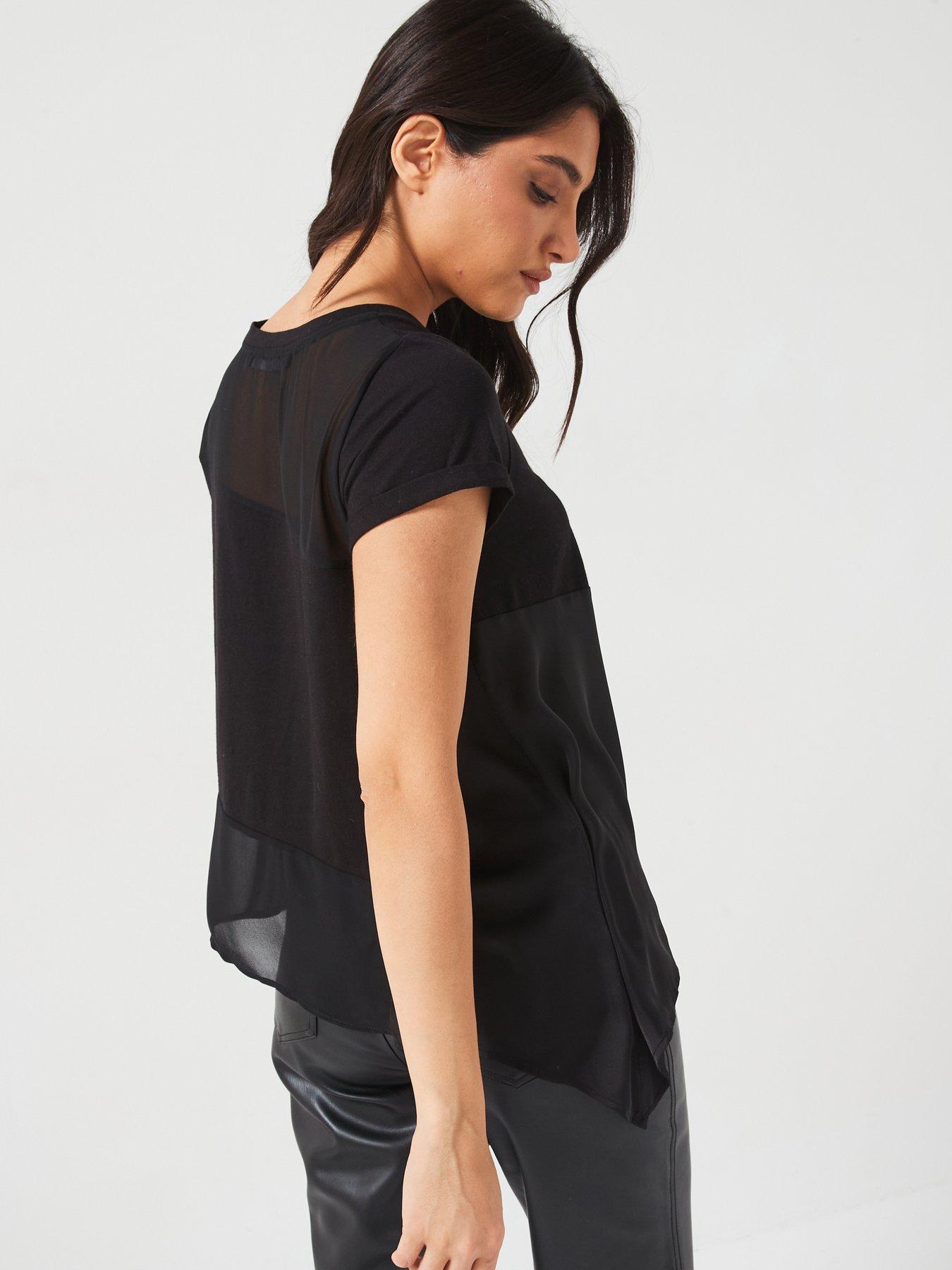 v-by-very-woven-mix-top-blackstillFront