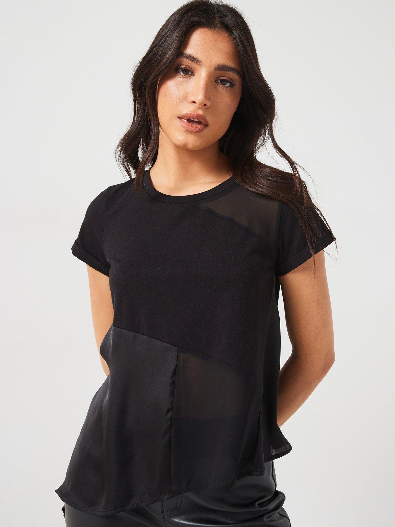 v-by-very-woven-mix-top-blackdetail