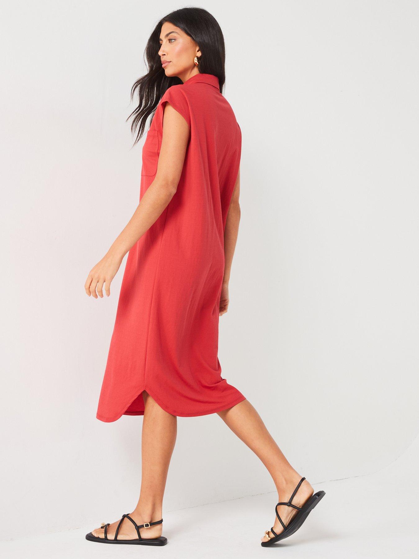 v-by-very-grown-on-sleeve-dress-redstillFront