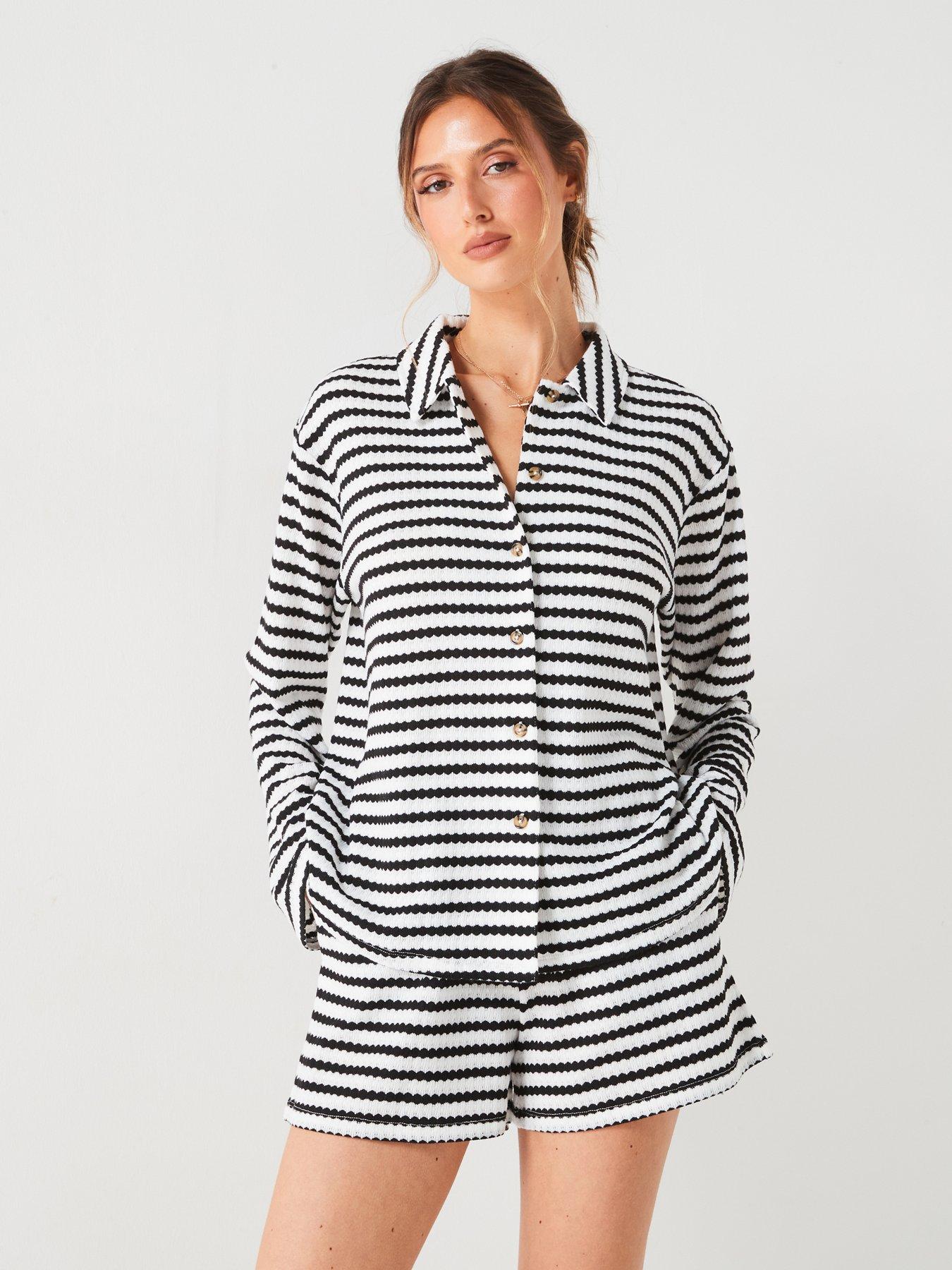 v-by-very-stripednbspcrochet-shirt-mono