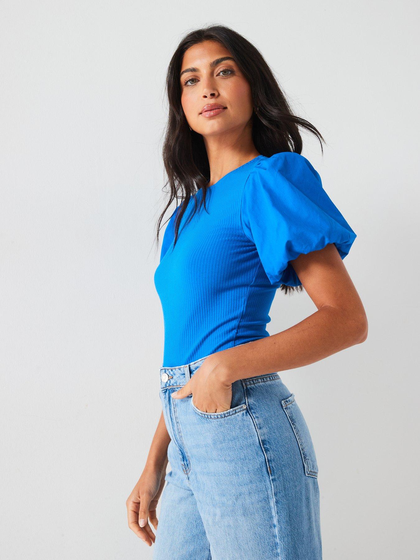 v-by-very-puff-sleeve-top-bluedetail