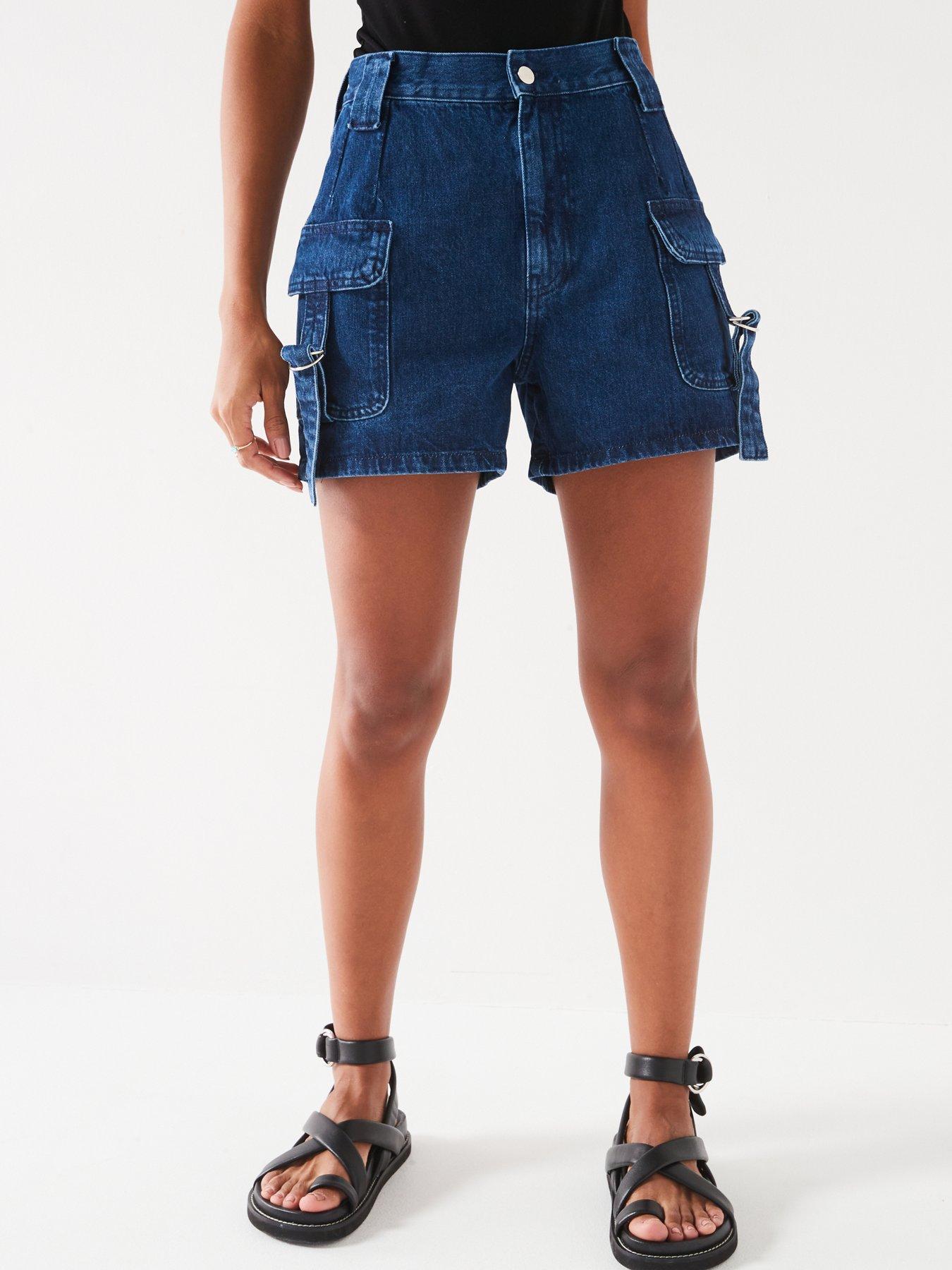 v-by-very-cargo-pocket-denim-shorts-dark-wash