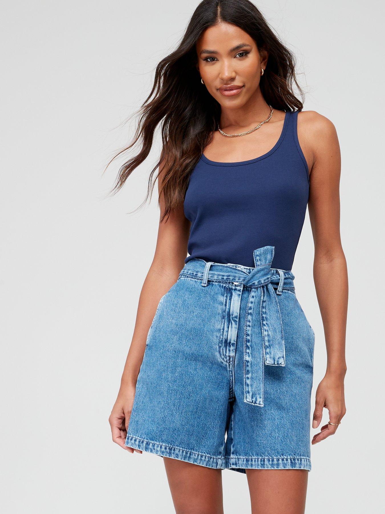 v-by-very-belted-denim-shorts-mid-washdetail