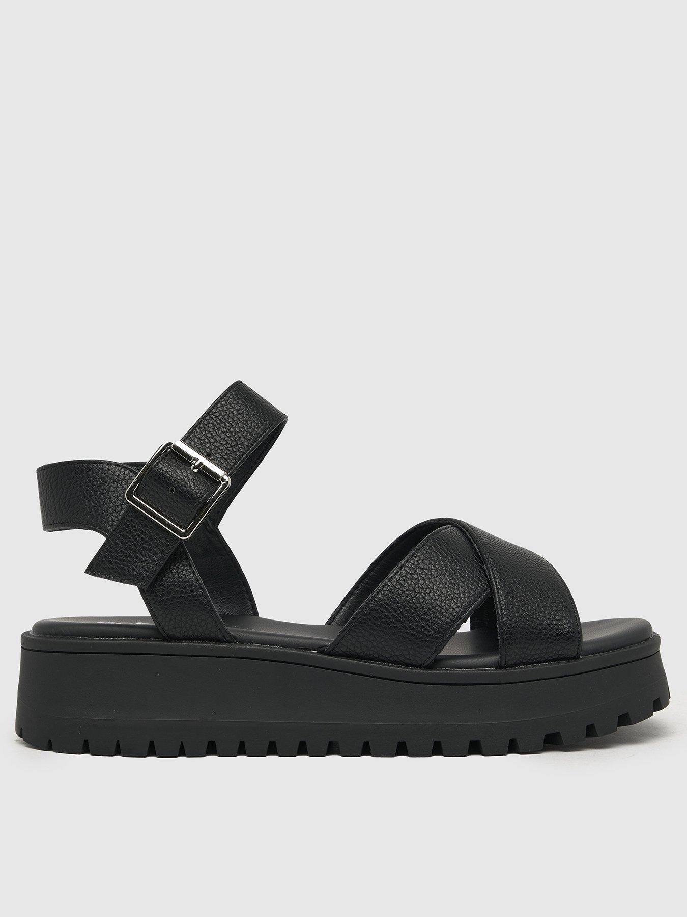 Ladies shops wide fit black sandals