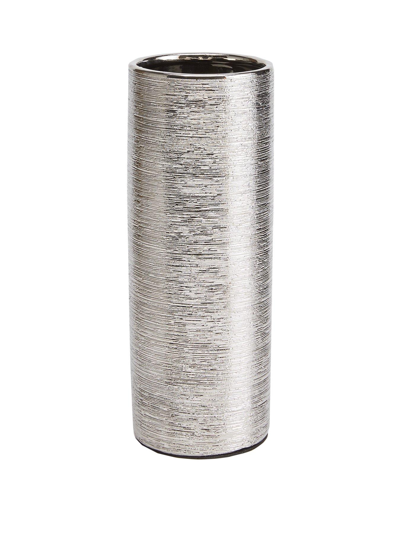 very-home-silver-scratch-ceramic-cylinder-vasestillFront