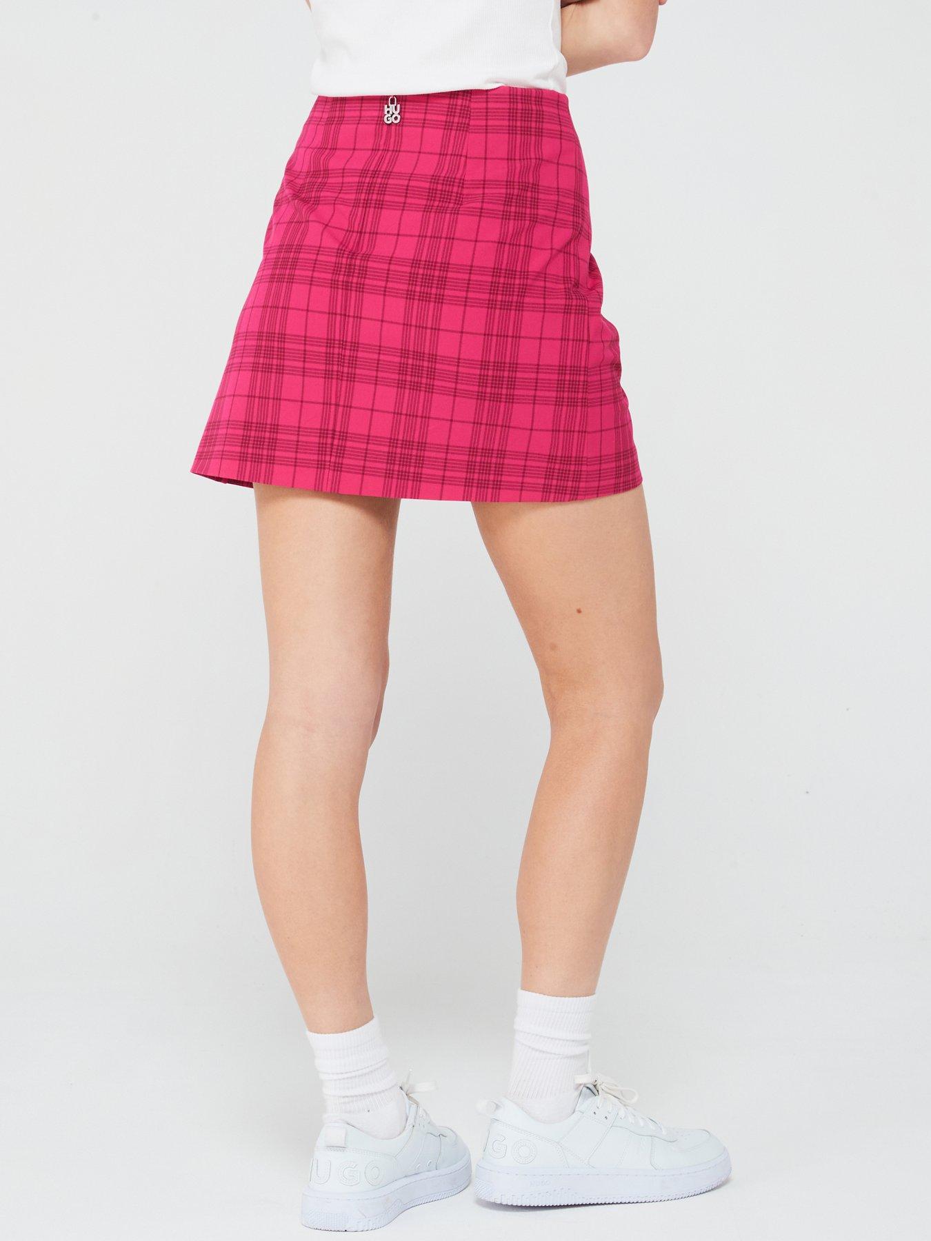 hugo-rachella-checked-mini-skirt-pinkstillFront