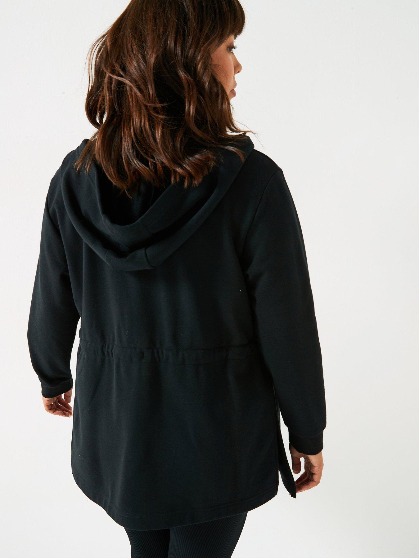 Image 2 of 6 of The Very Collection Zip Through Tie Waist Hoodie - Black