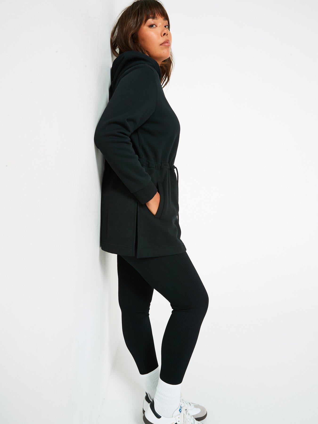 Image 5 of 6 of The Very Collection Zip Through Tie Waist Hoodie - Black